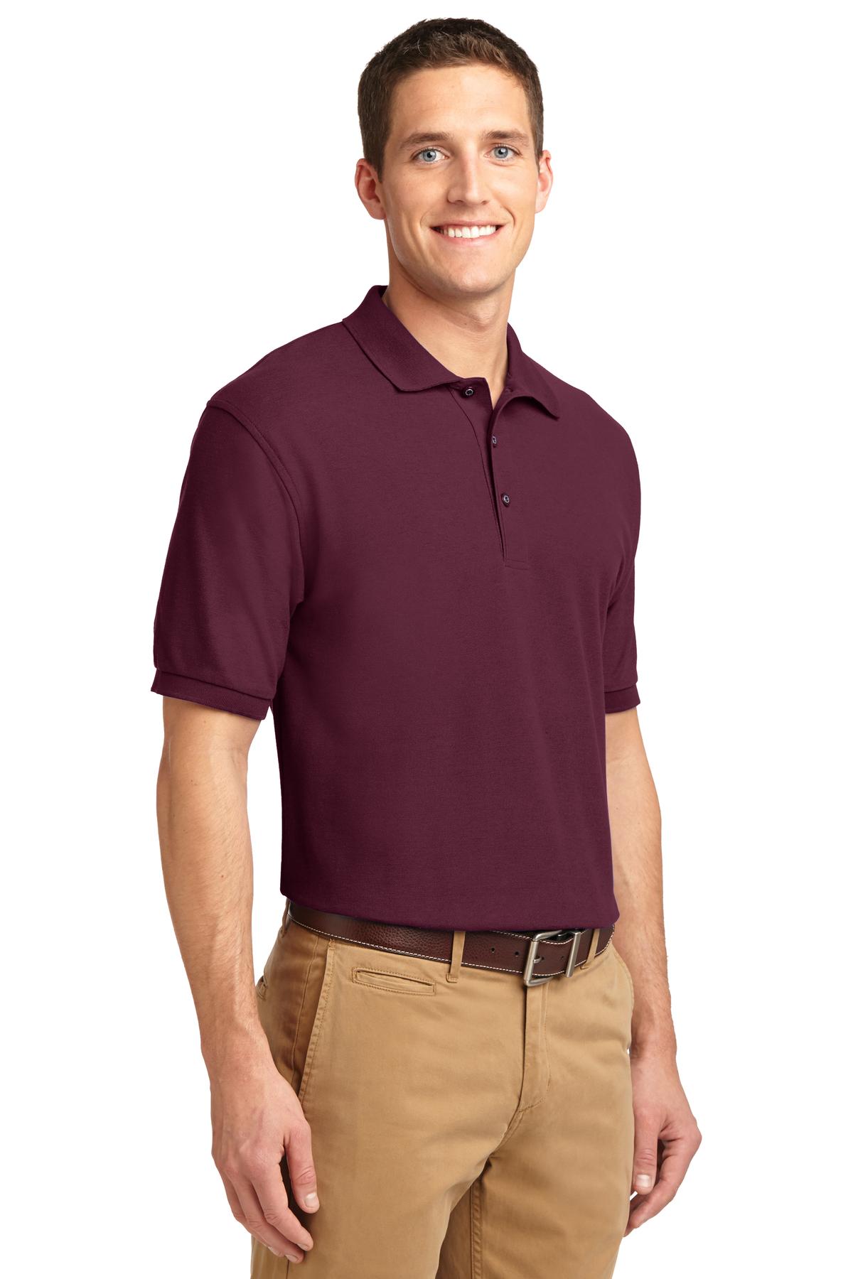 Burgundy Port Authority Tall Silk Touch Polo. TLK500