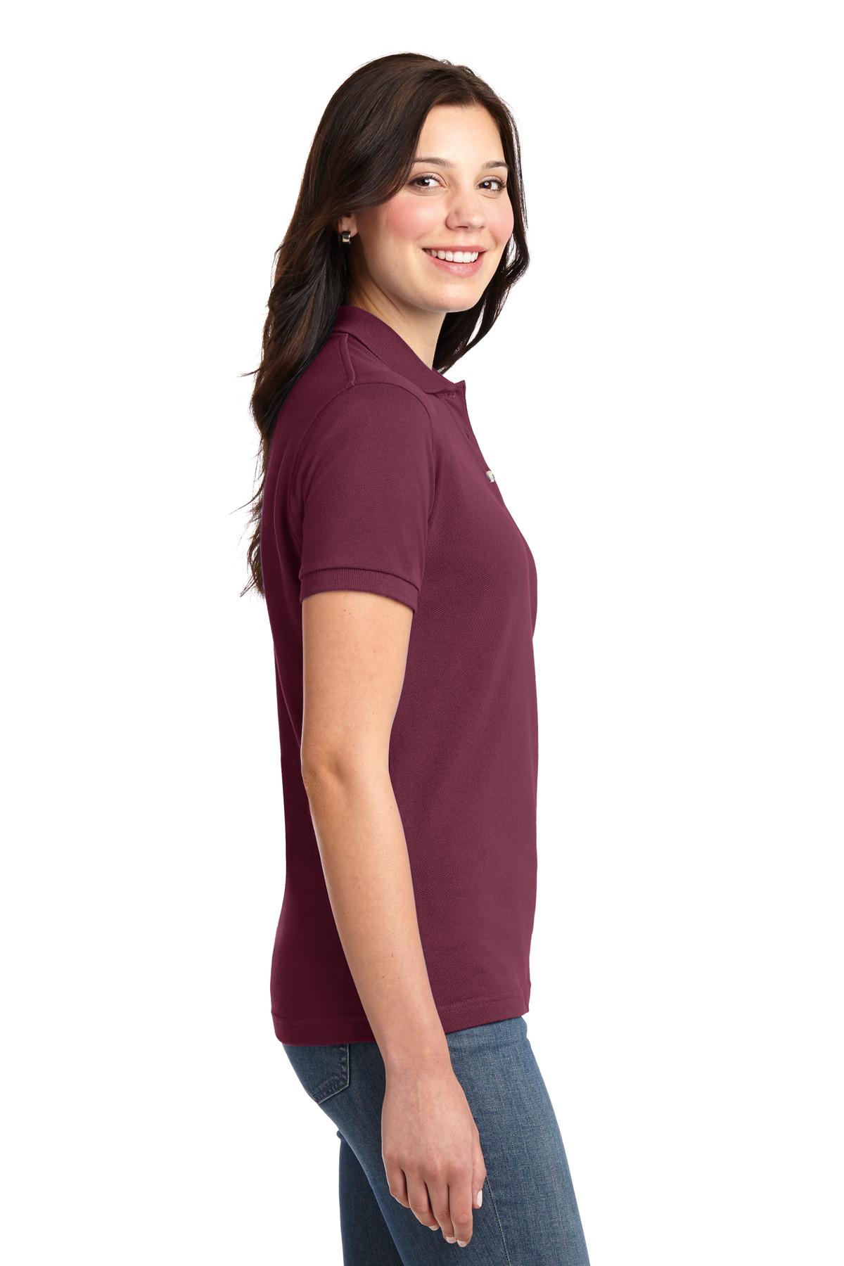 Burgundy Port Authority Women's Heavyweight Cotton Pique Polo. L420