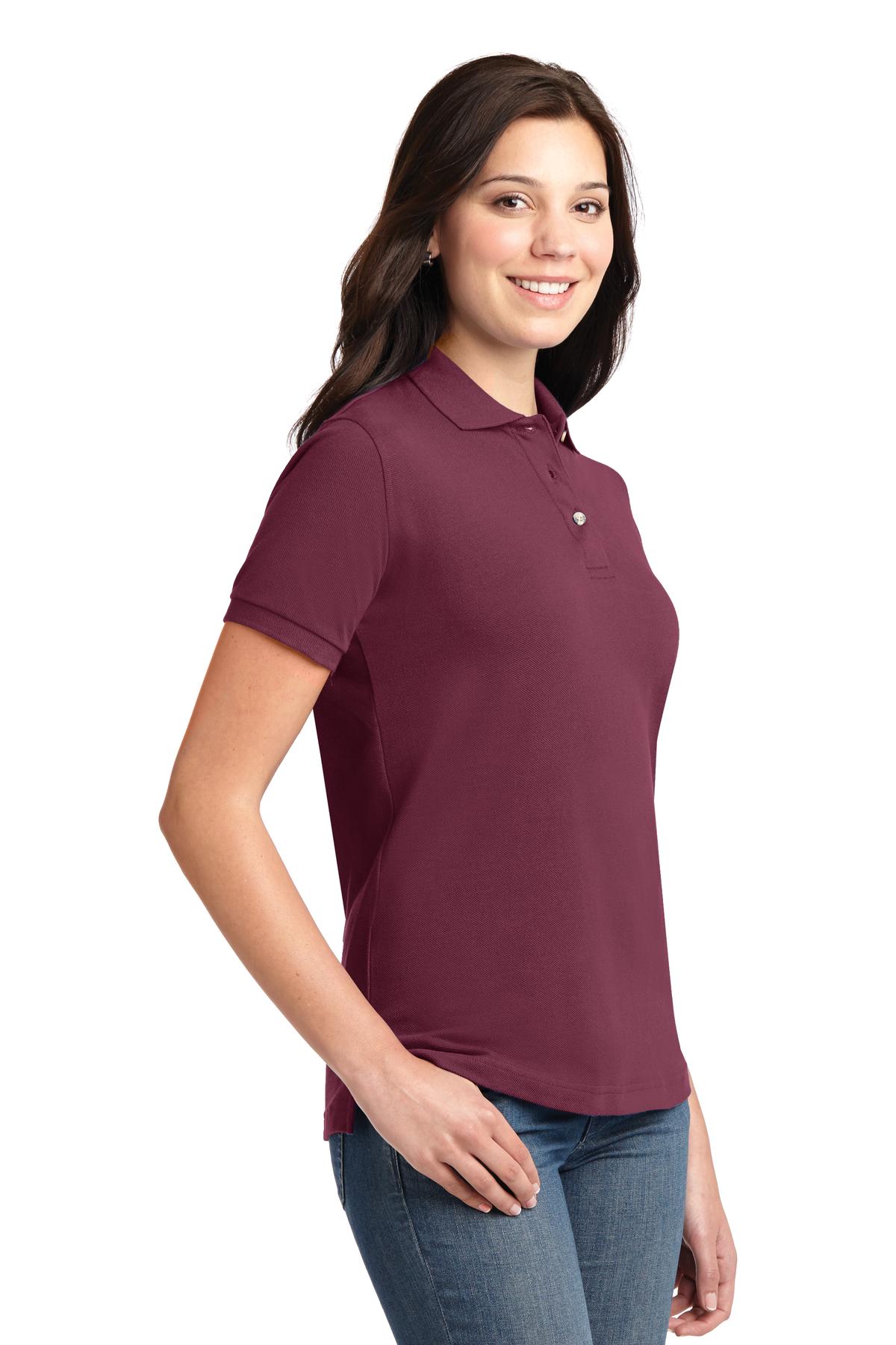 Burgundy Port Authority Women's Heavyweight Cotton Pique Polo. L420