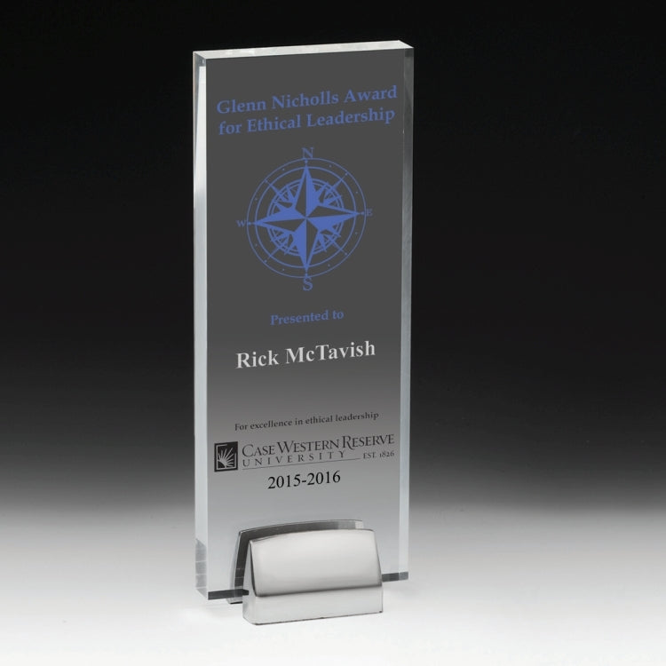 Rectangle Award w/ Chrome Base (3 1/2" x 9" x 3/4") - 4CP Imprint