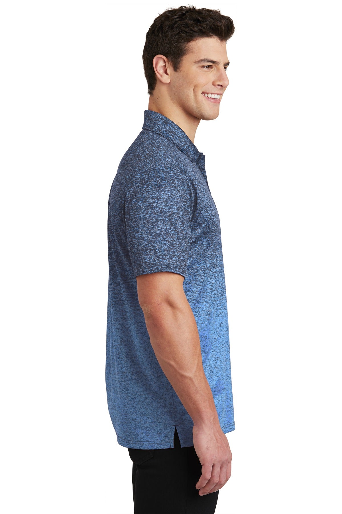 Car Blue/Tr Ny Sport-Tek Ombre Heather Polo. ST671