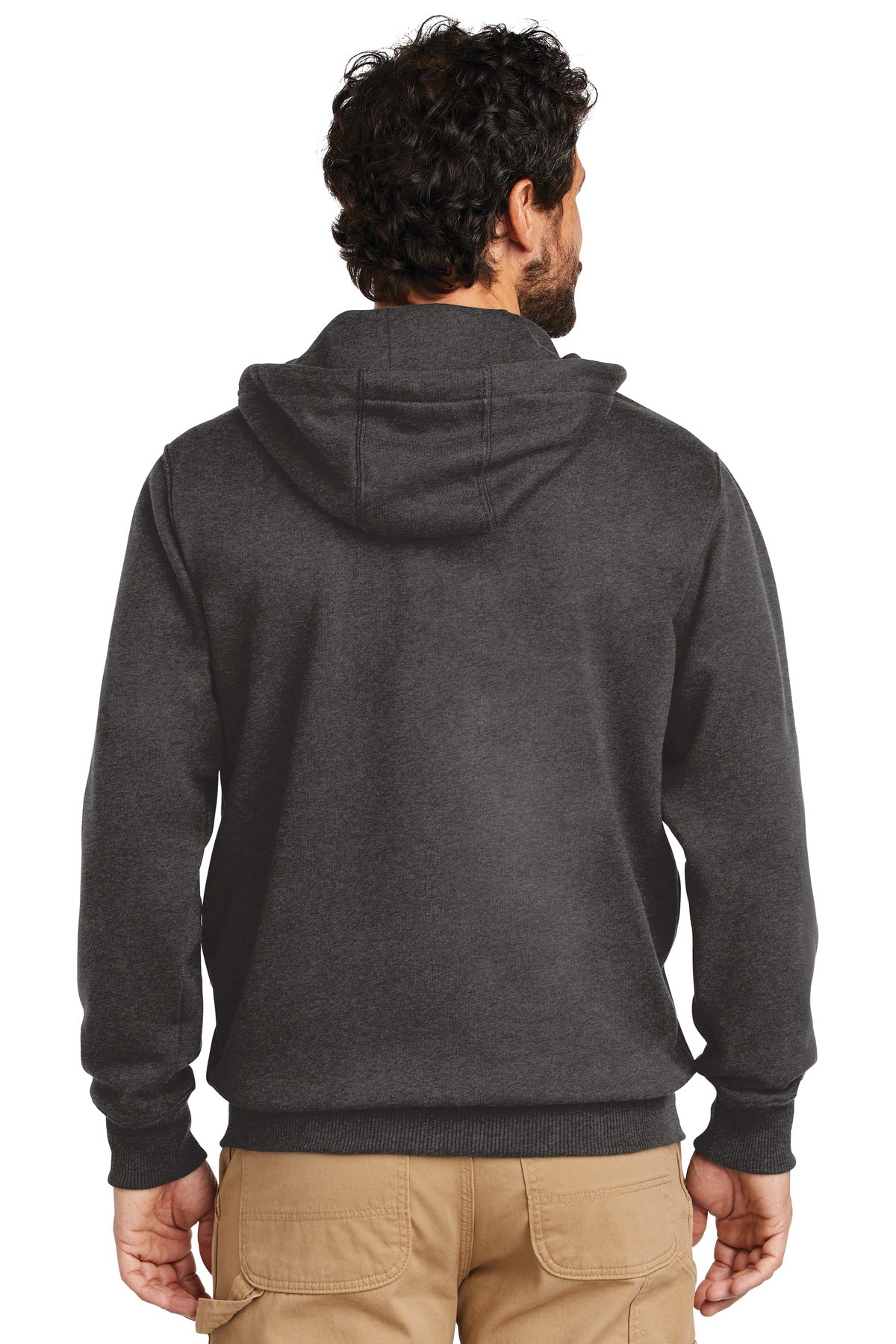 Carbon Heather Carhartt Rain Defender Paxton Heavyweight Hooded Zip-Front Sweatshirt. CT100614