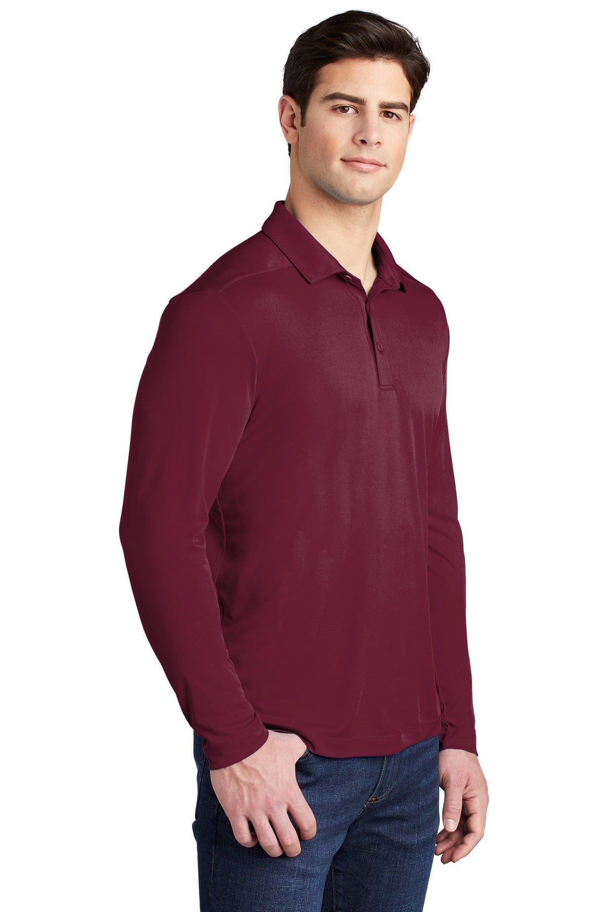 Cardinal Sport-Tek Posi-UV Pro Long Sleeve Polo. ST520LS