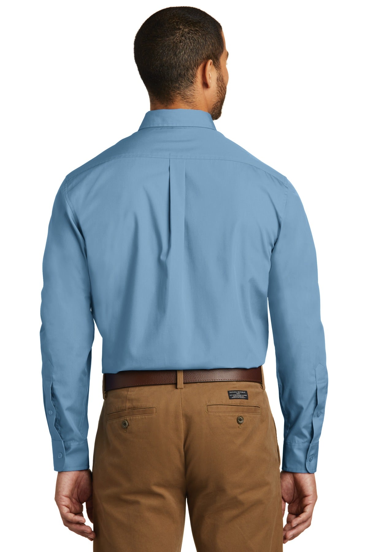 Carolina Blue Port Authority Long Sleeve Carefree Poplin Shirt. W100