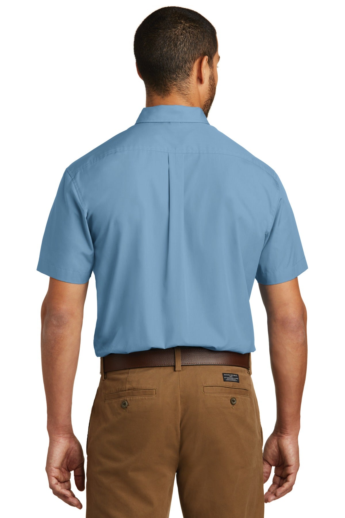 Carolina Blue Port Authority Short Sleeve Carefree Poplin Shirt. W101