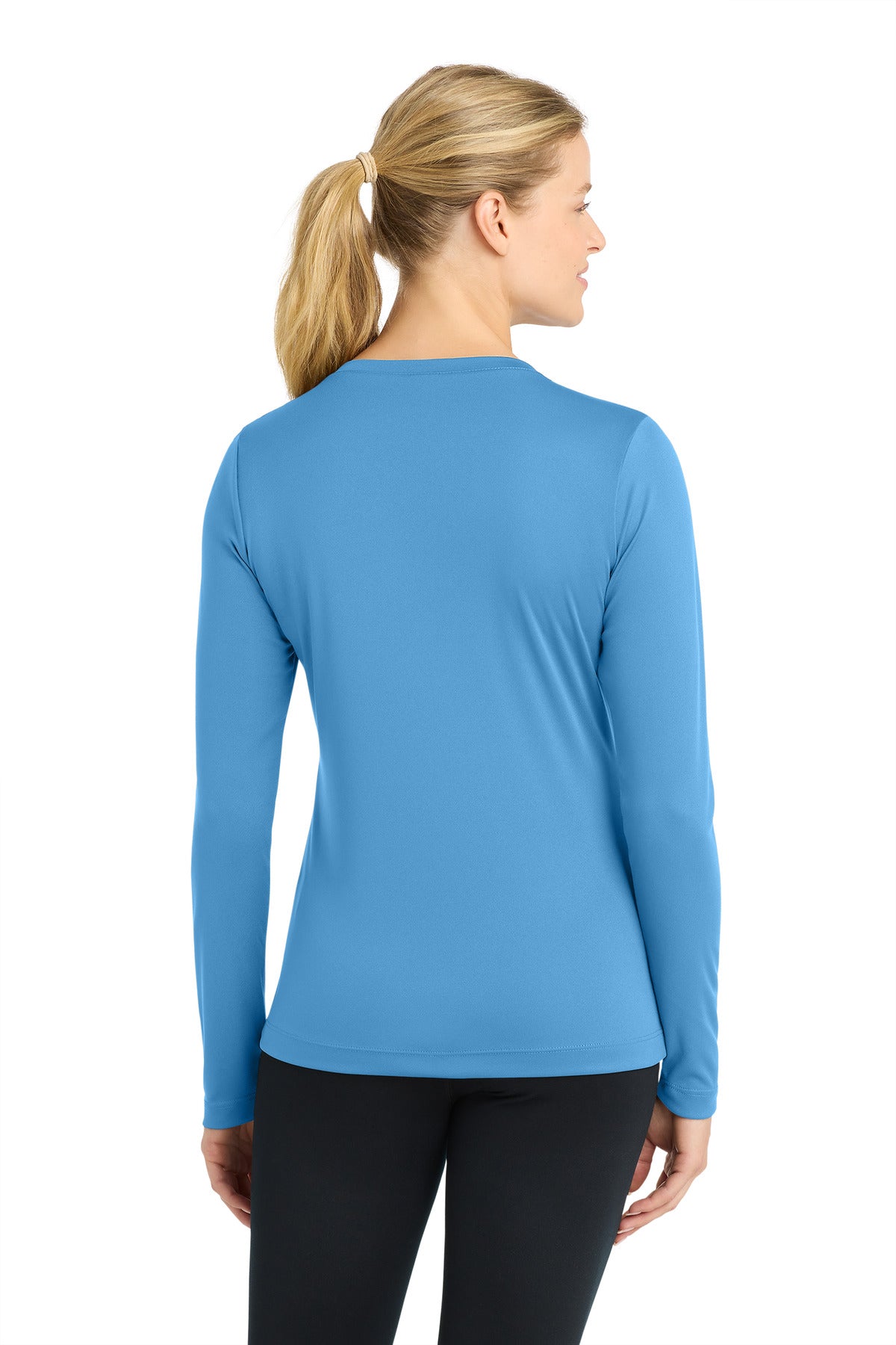 Carolina Blue Sport-Tek Women's Long Sleeve PosiCharge Competitor V-Neck Tee. LST353LS