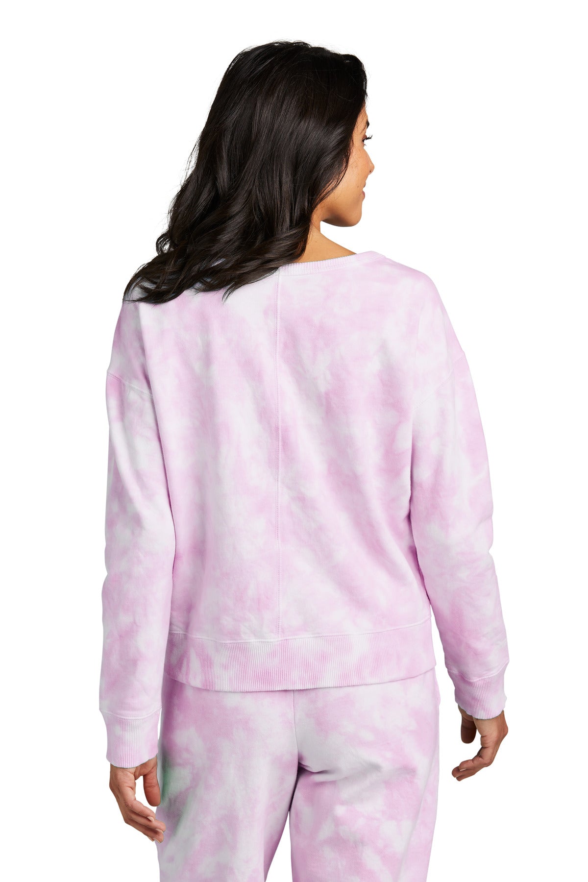 CerisePink Port & Company Women's Beach Wash Cloud Tie-Dye V-Neck Sweatshirt LPC140V