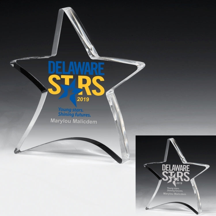 Laser Engraved Thick Moving Star Paperweight (4 1/2"x 5")