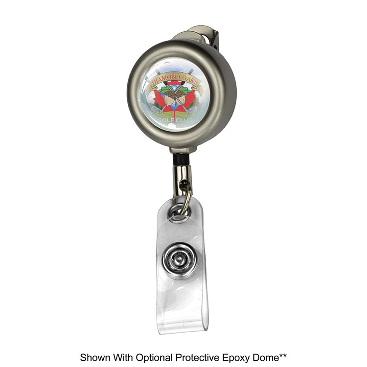 24" Cord Round Matte Solid Metal Retractable Badge Reel and Badge Holder