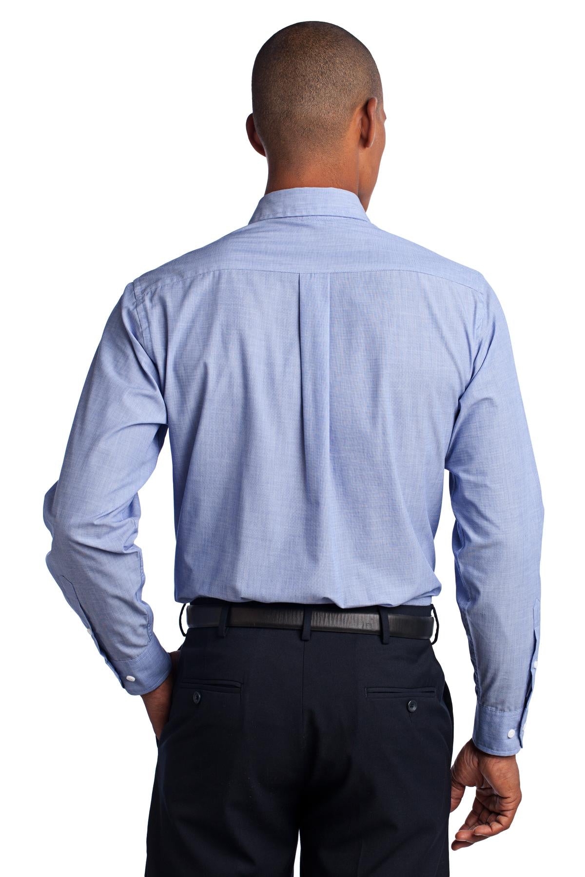 Chambray Blue Port Authority Crosshatch Easy Care Shirt. S640