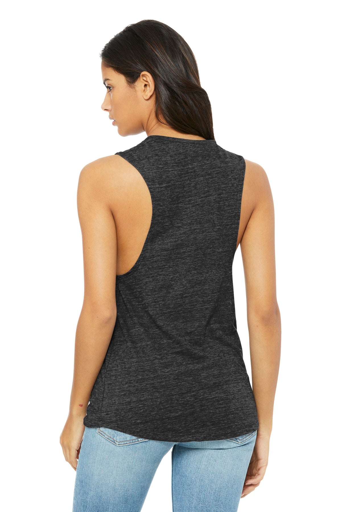 Char Blk Slub BELLA+CANVAS Women's Flowy Scoop Muscle Tank. BC8803