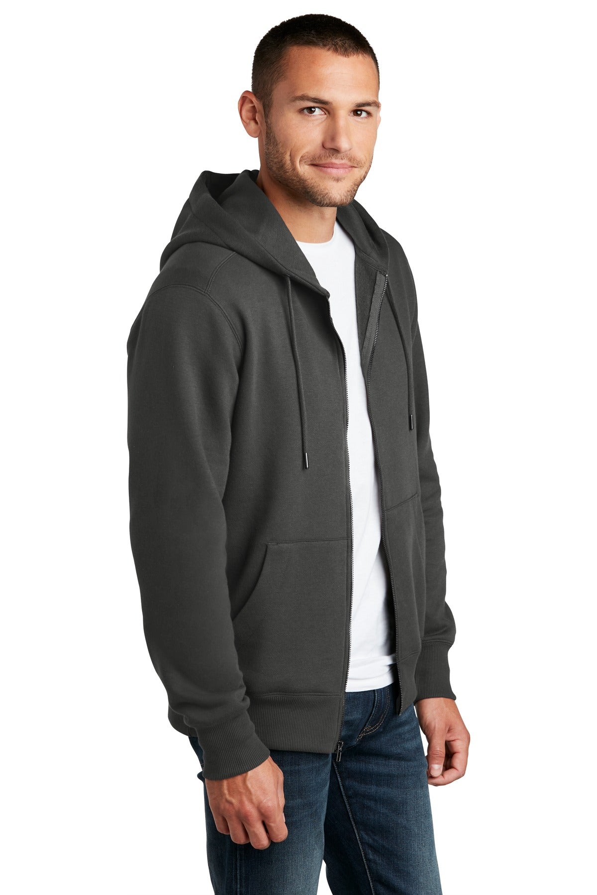 Charcoal District Perfect Weight Fleece Full-Zip Hoodie DT1103