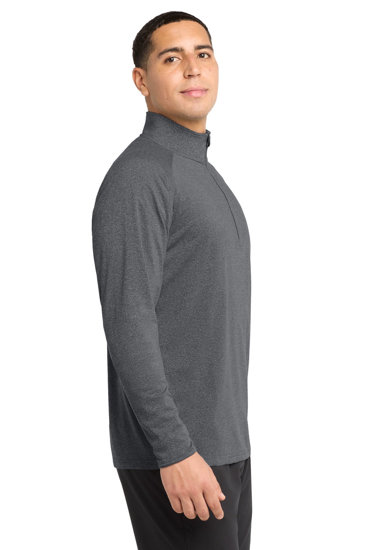 Charcoal Gy He Sport-Tek Sport-Wick Stretch 1/4-Zip Pullover. ST850