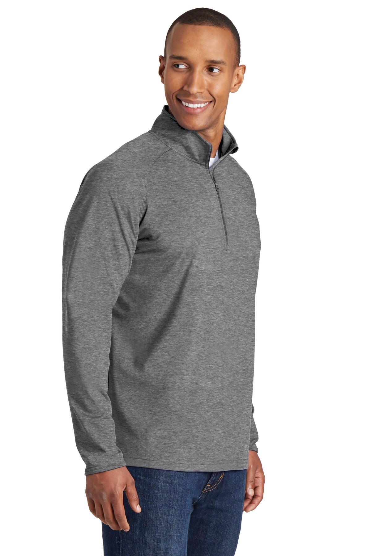 Charcoal Gy He Sport-Tek Tall Sport-Wick Stretch 1/4-Zip Pullover. TST850