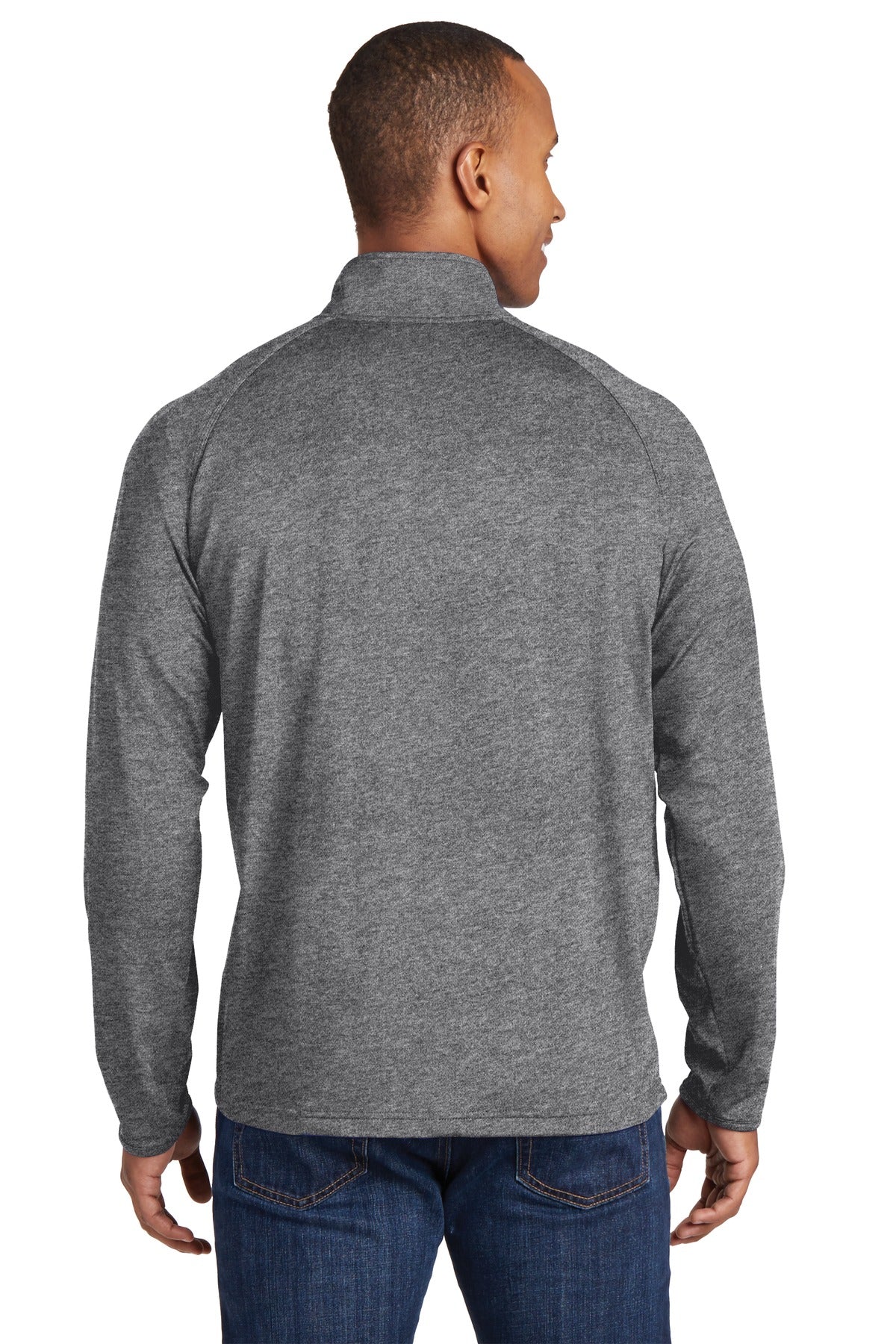 Charcoal Gy He Sport-Tek Tall Sport-Wick Stretch 1/4-Zip Pullover. TST850