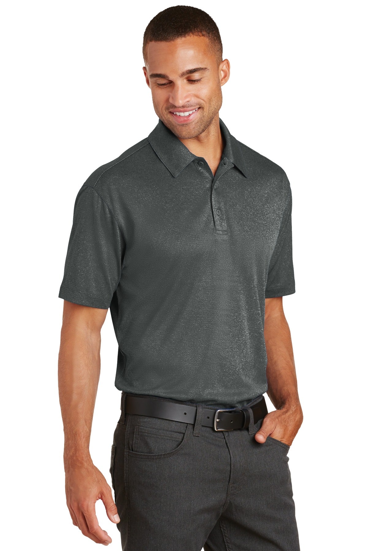 Charcoal Hthr Port Authority Trace Heather Polo. K576