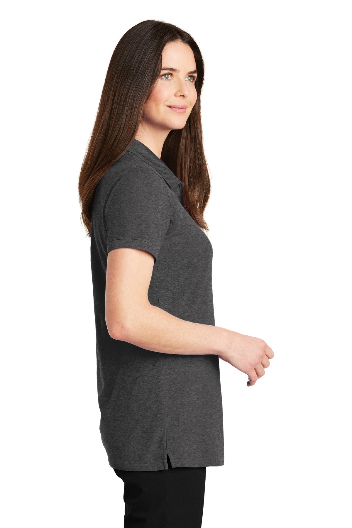 Charcoal Hthr Port Authority Women's EZCotton Polo. LK8000
