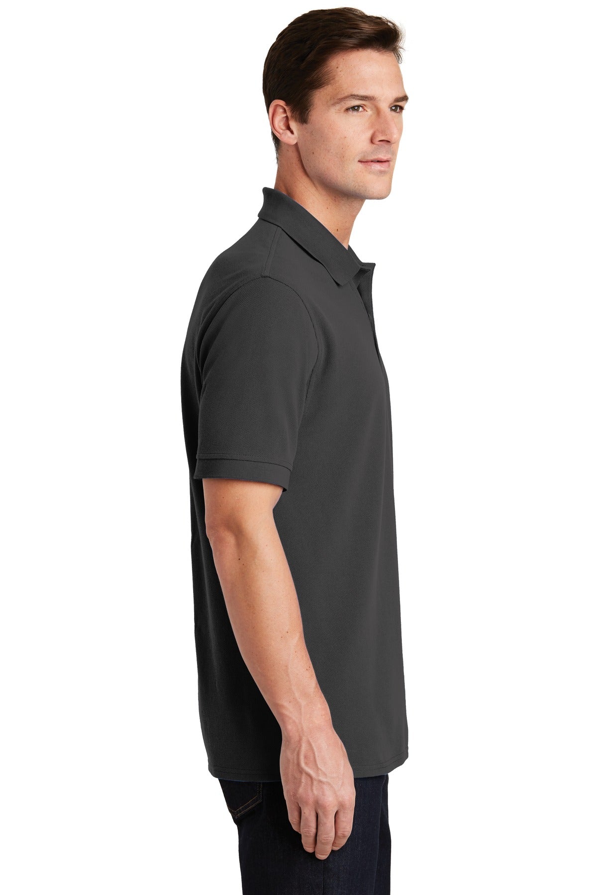 Charcoal Port & Company Combed Ring Spun Pique Polo. KP1500