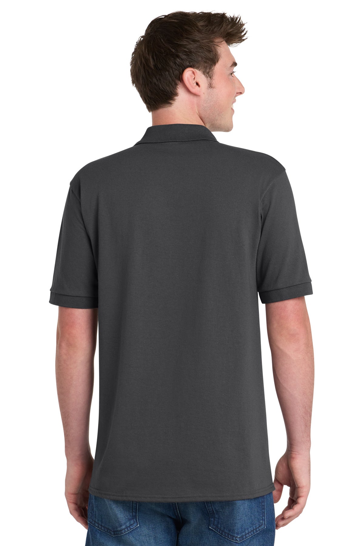 Charcoal Port & Company Core Blend Jersey Knit Pocket Polo. KP55P