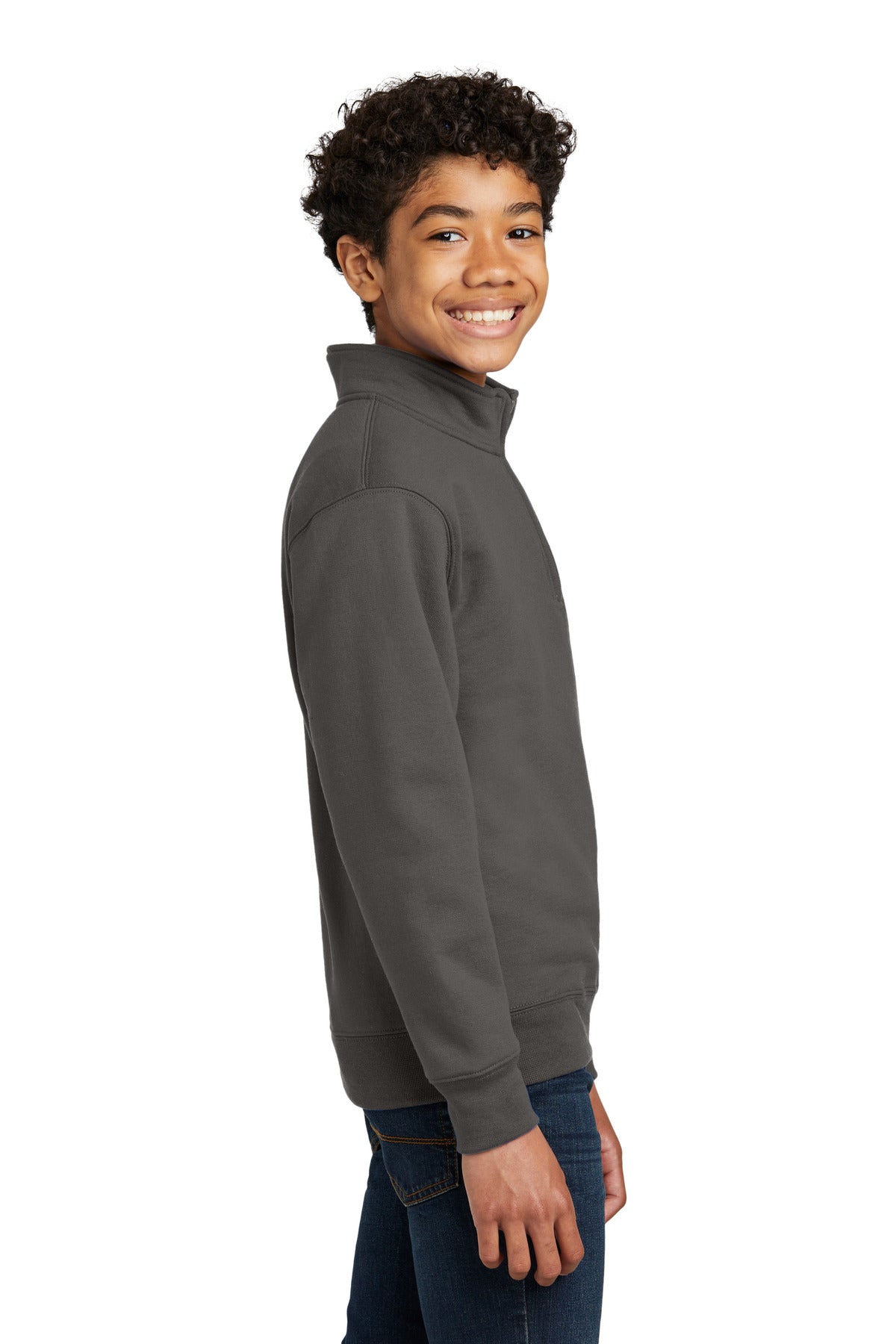 Charcoal Port & Company Youth Core Fleece 1/4-Zip Pullover Sweatshirt PC78YQ