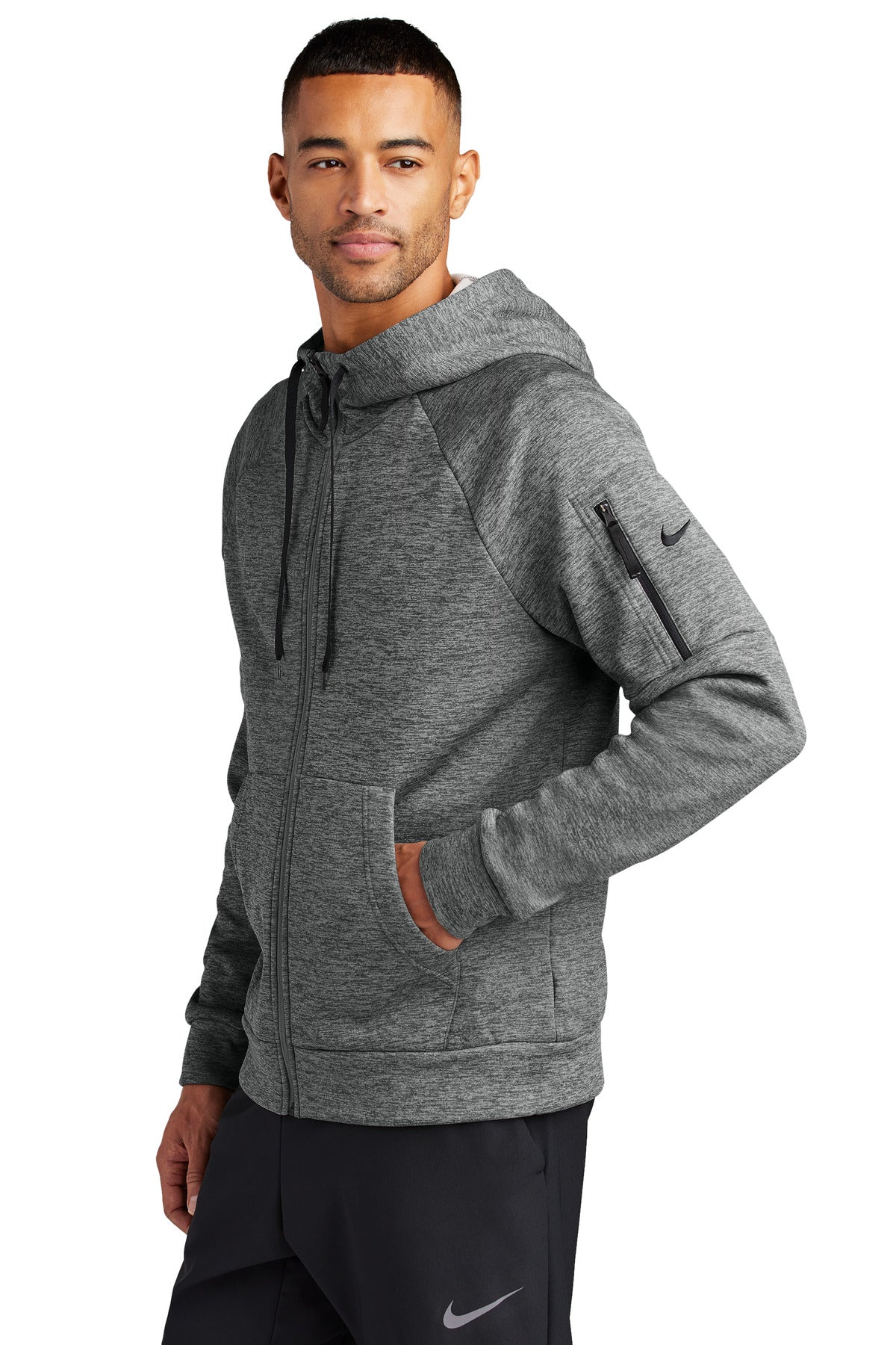 CharcoalHt Nike Therma-FIT Pocket Full-Zip Fleece Hoodie NKFD9859