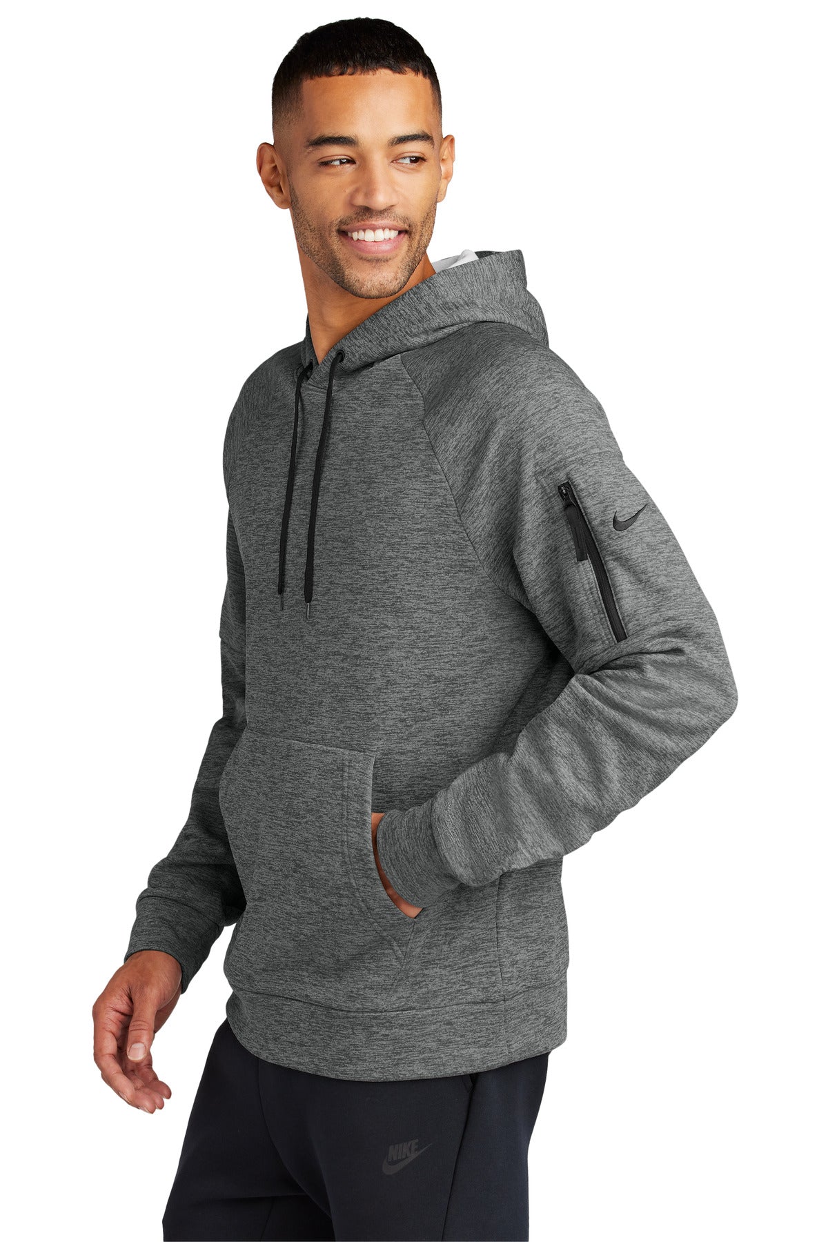 CharcoalHt Nike Therma-FIT Pocket Pullover Fleece Hoodie NKFD9735