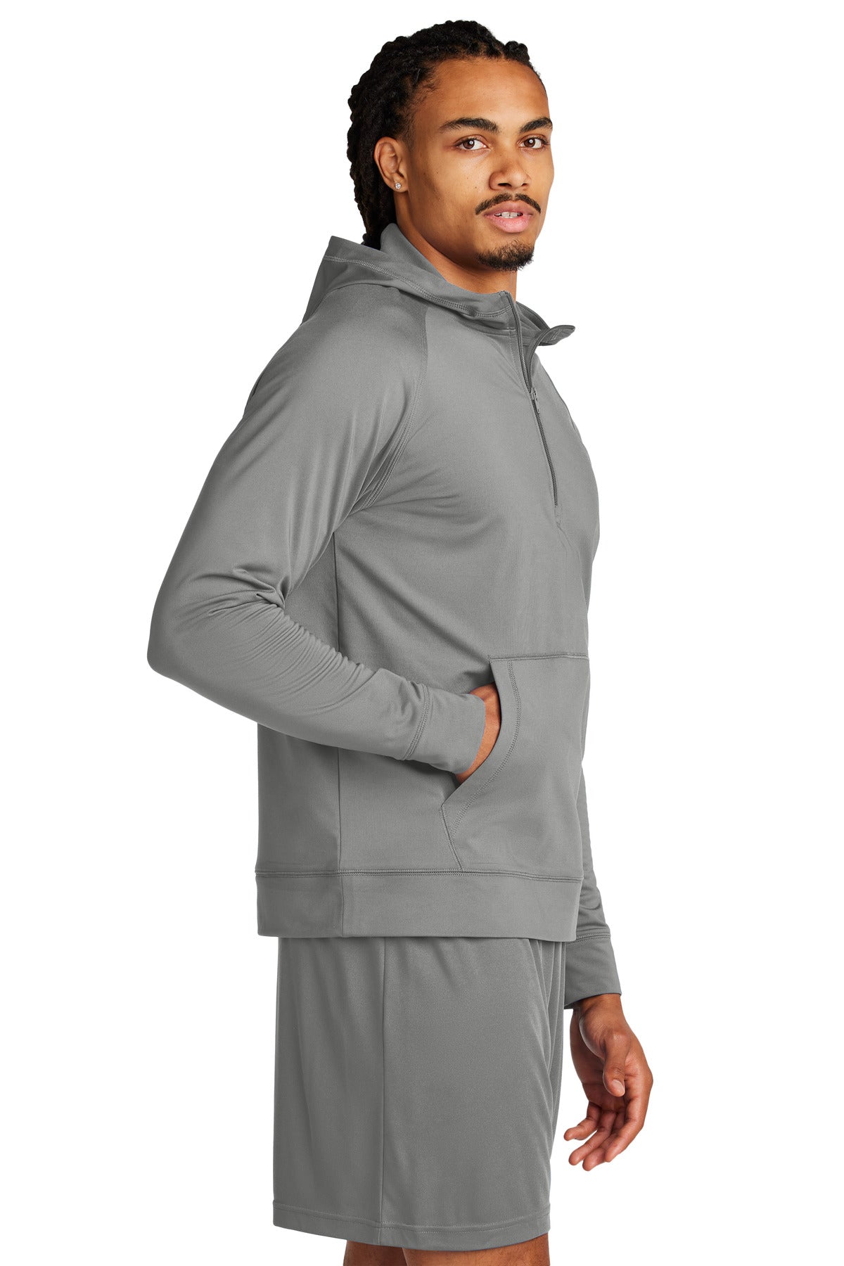 CharGrey Sport-Tek Sport-Wick Stretch 1/2-Zip Hoodie ST856