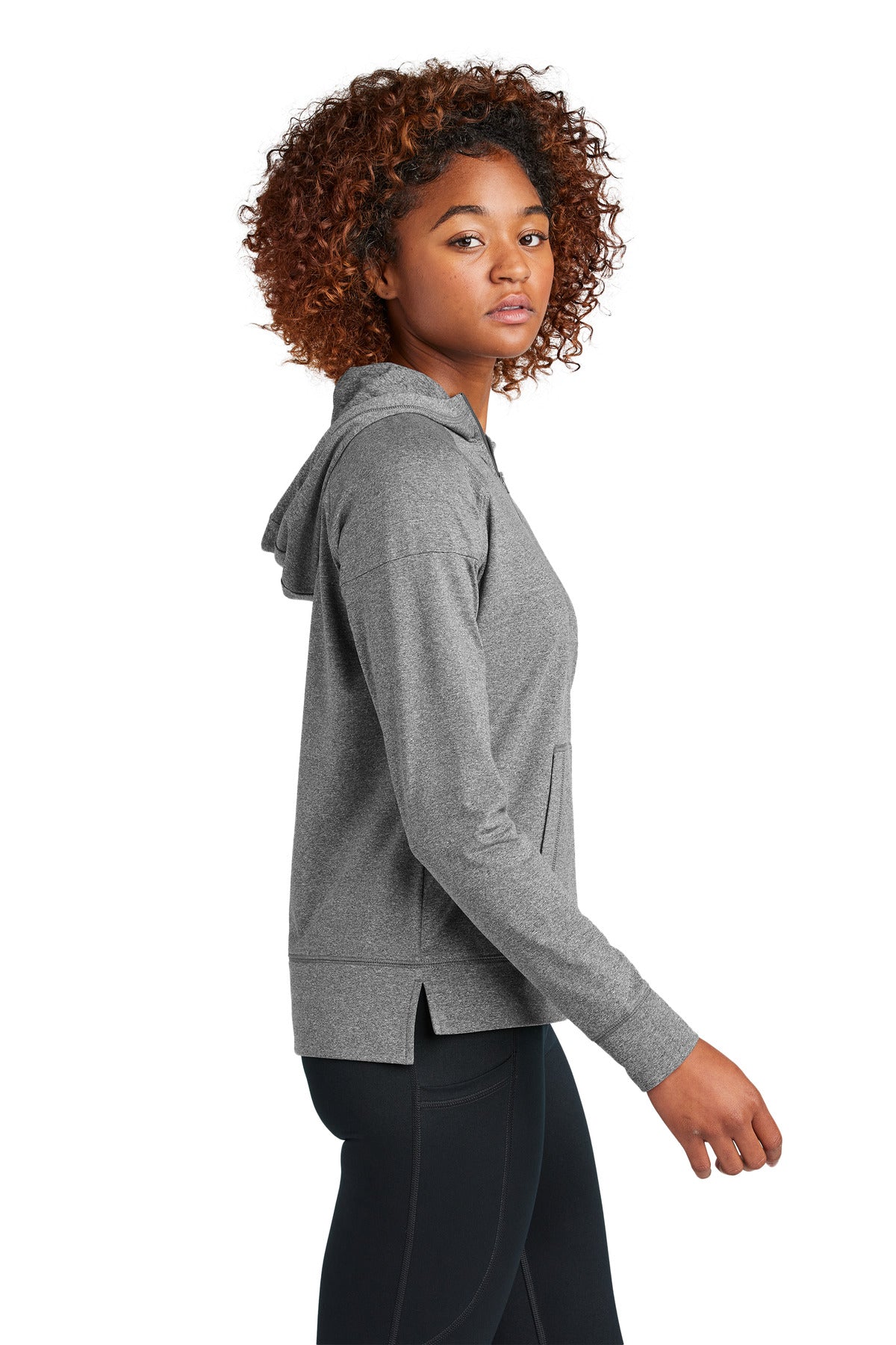 CharGreyHt Sport-Tek Women's Sport-Wick Stretch 1/2-Zip Hoodie LST856