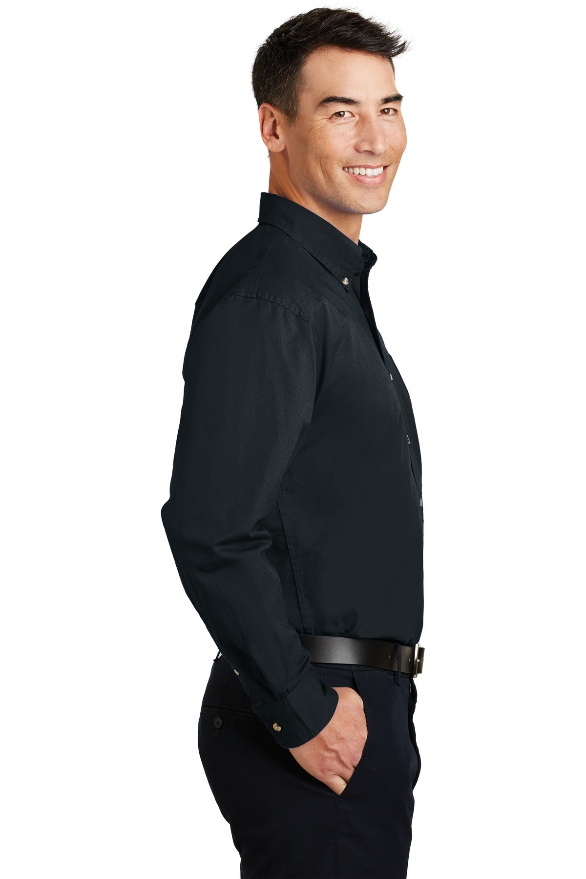 Classic Navy Port Authority Long Sleeve Twill Shirt. S600T