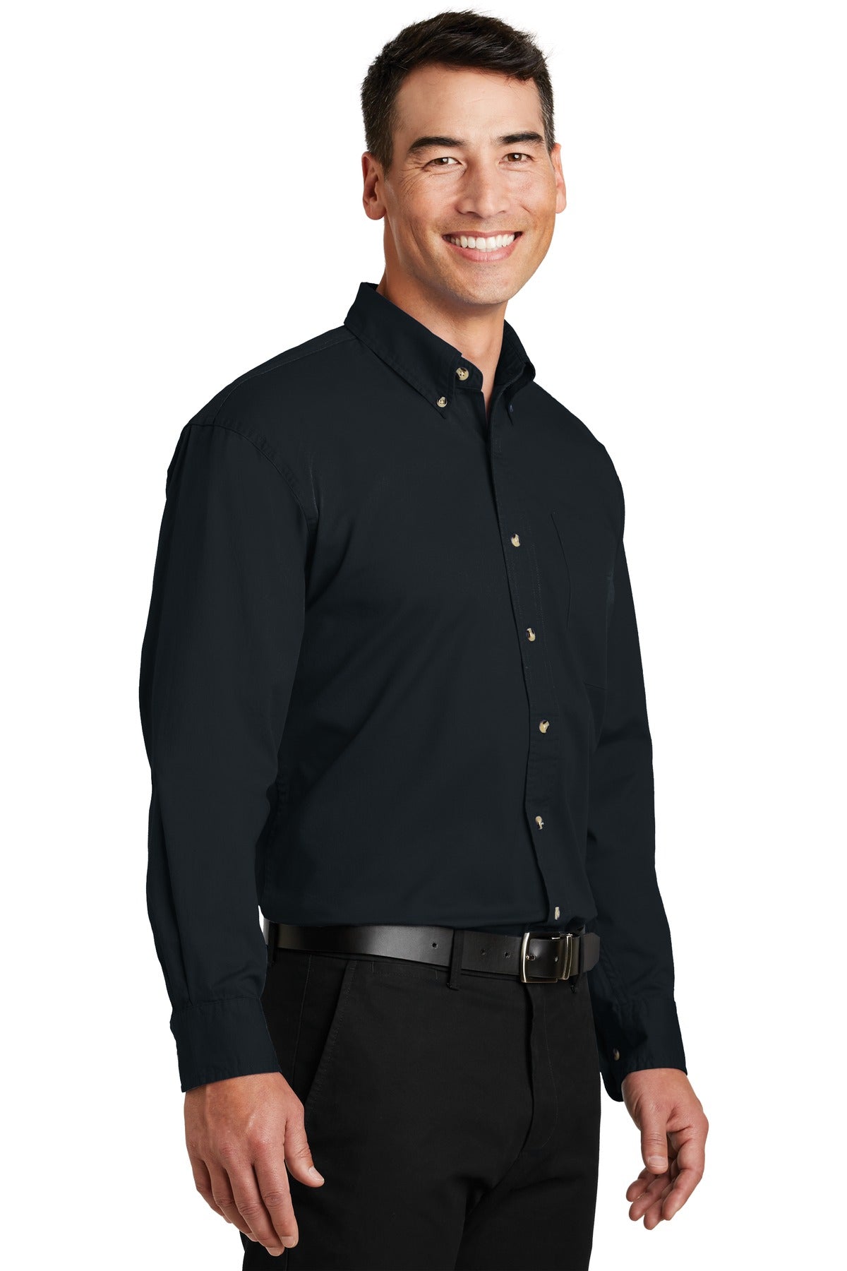 Classic Navy Port Authority Long Sleeve Twill Shirt. S600T