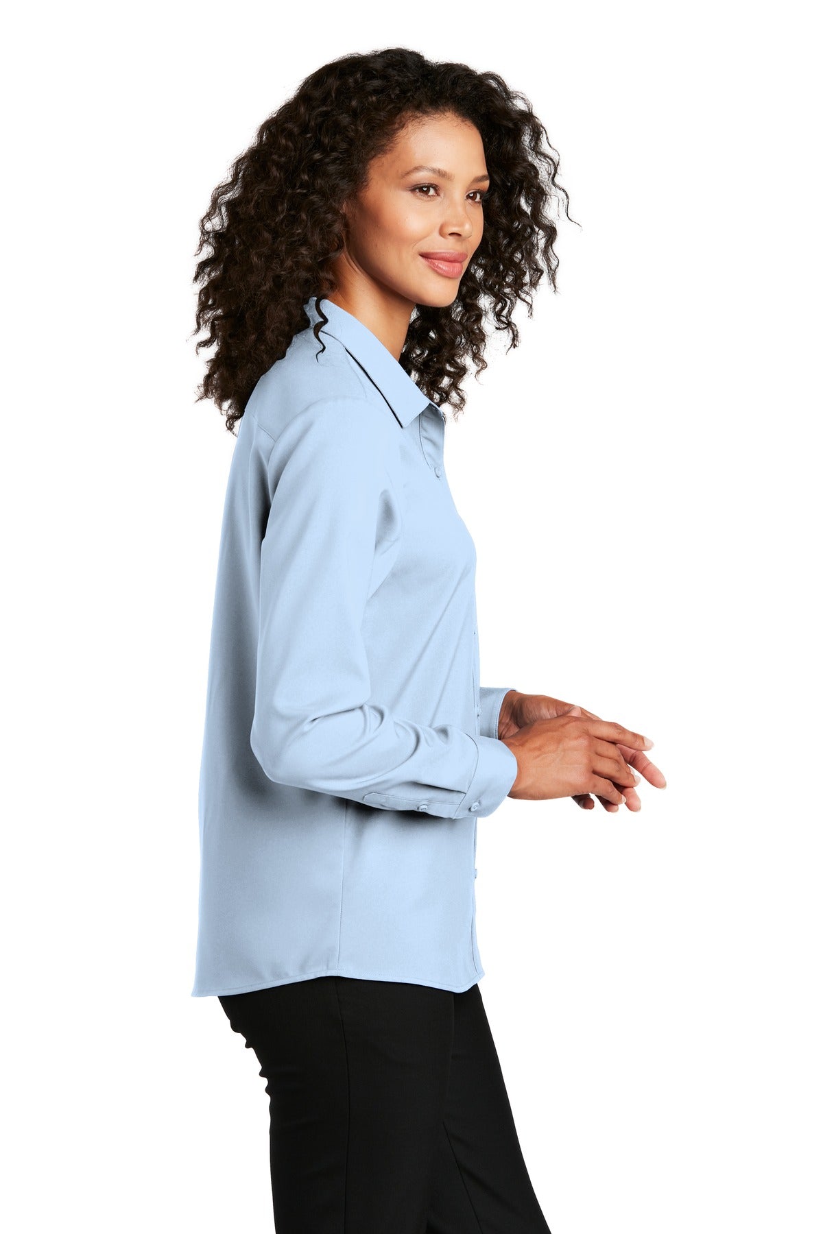 Cloud Blue Port Authority Women's Long Sleeve Performance Staff Shirt LW401