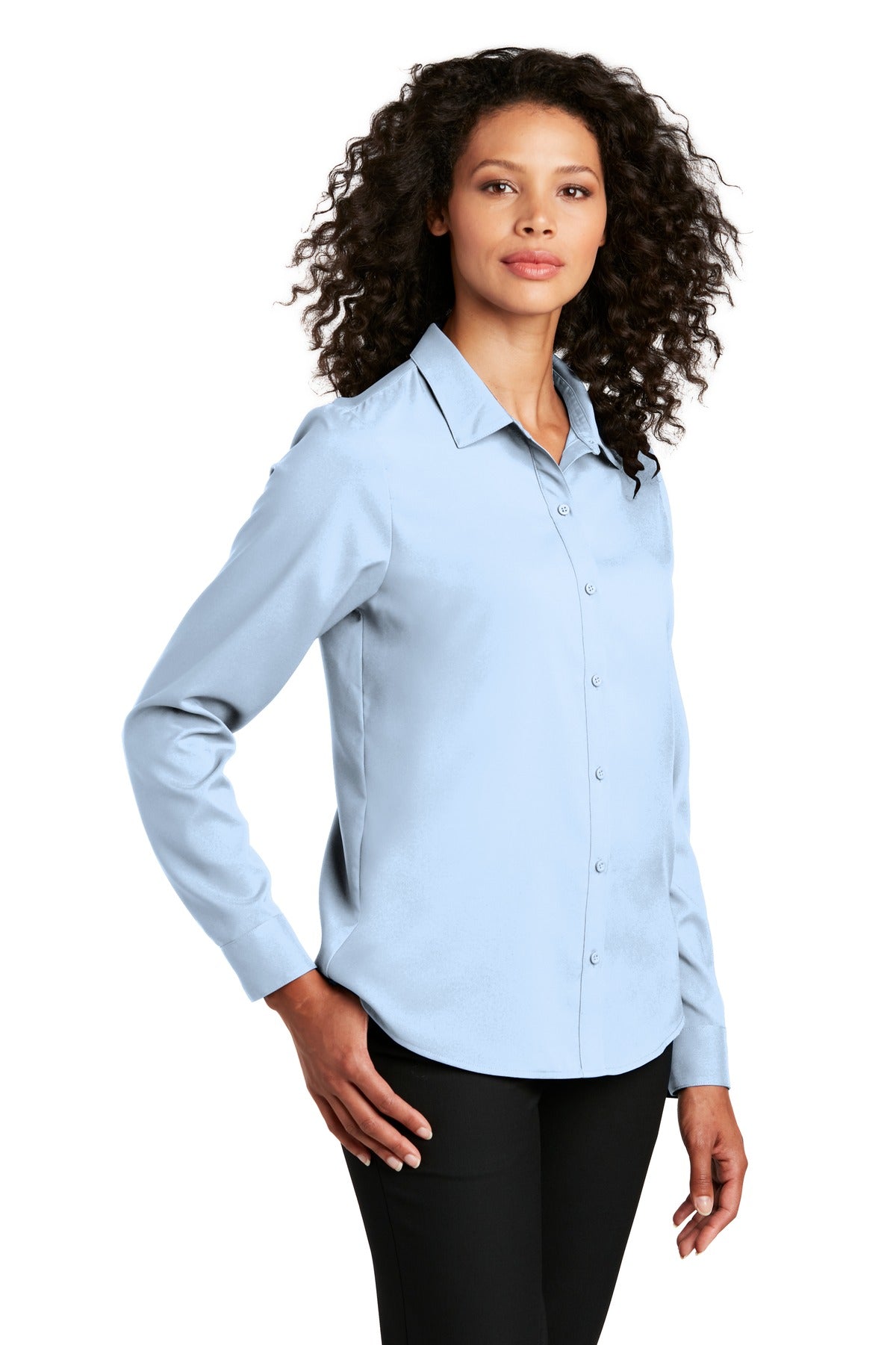 Cloud Blue Port Authority Women's Long Sleeve Performance Staff Shirt LW401