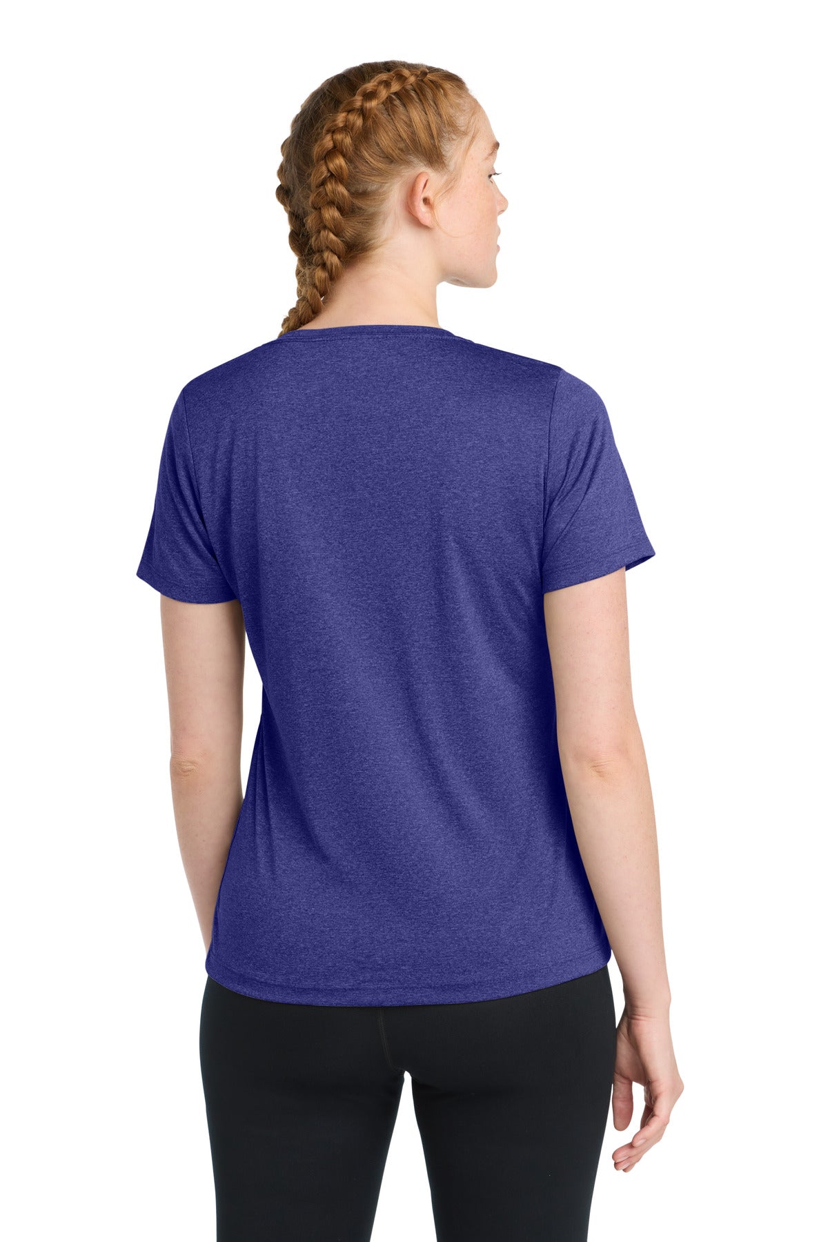 Cobalt Hthr Sport-Tek Women's Heather Contender Scoop Neck Tee. LST360