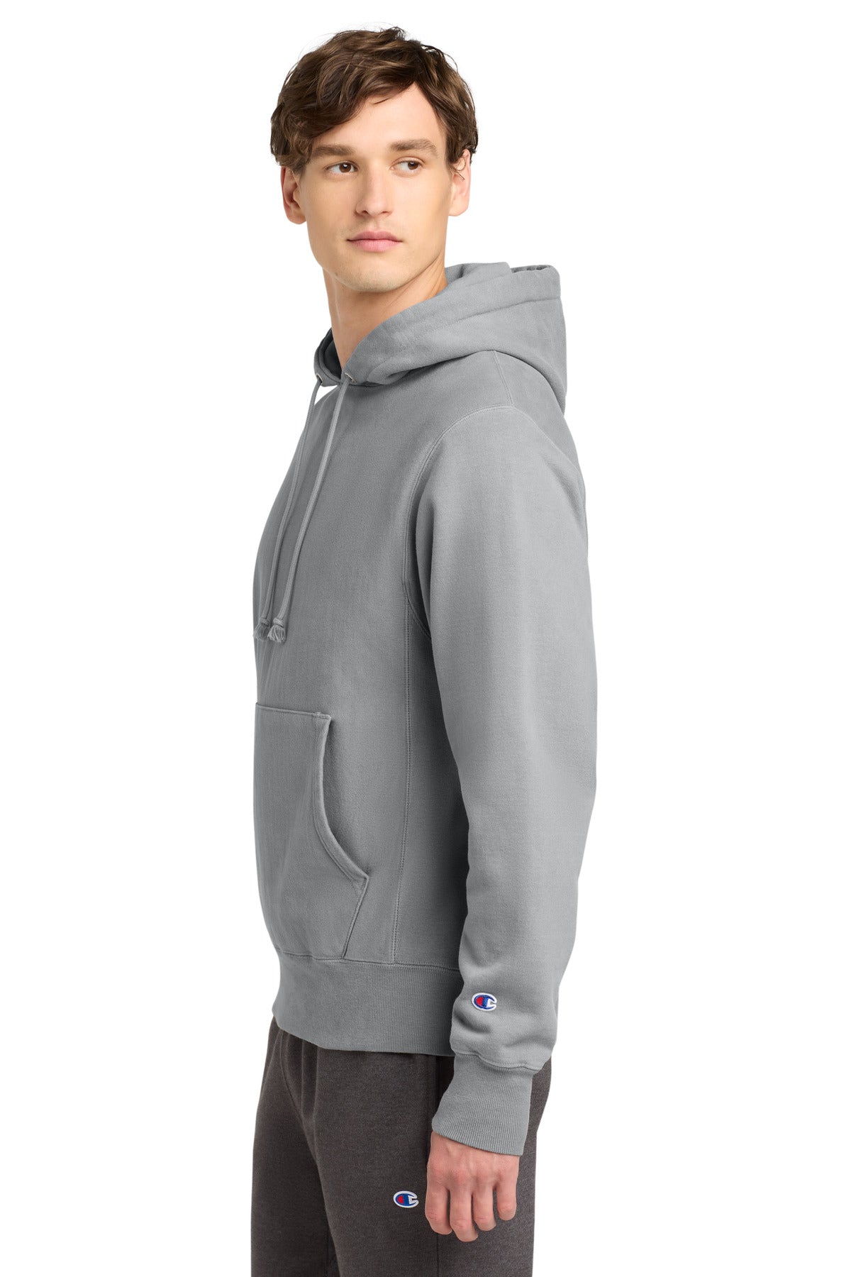 Concrete Champion Reverse Weave Garment-Dyed Hooded Sweatshirt. GDS101