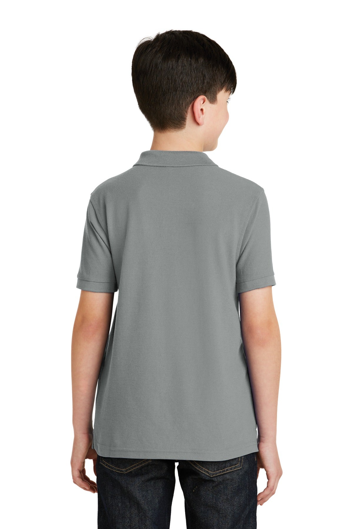 Cool Grey Port Authority Youth Silk Touch Polo. Y500