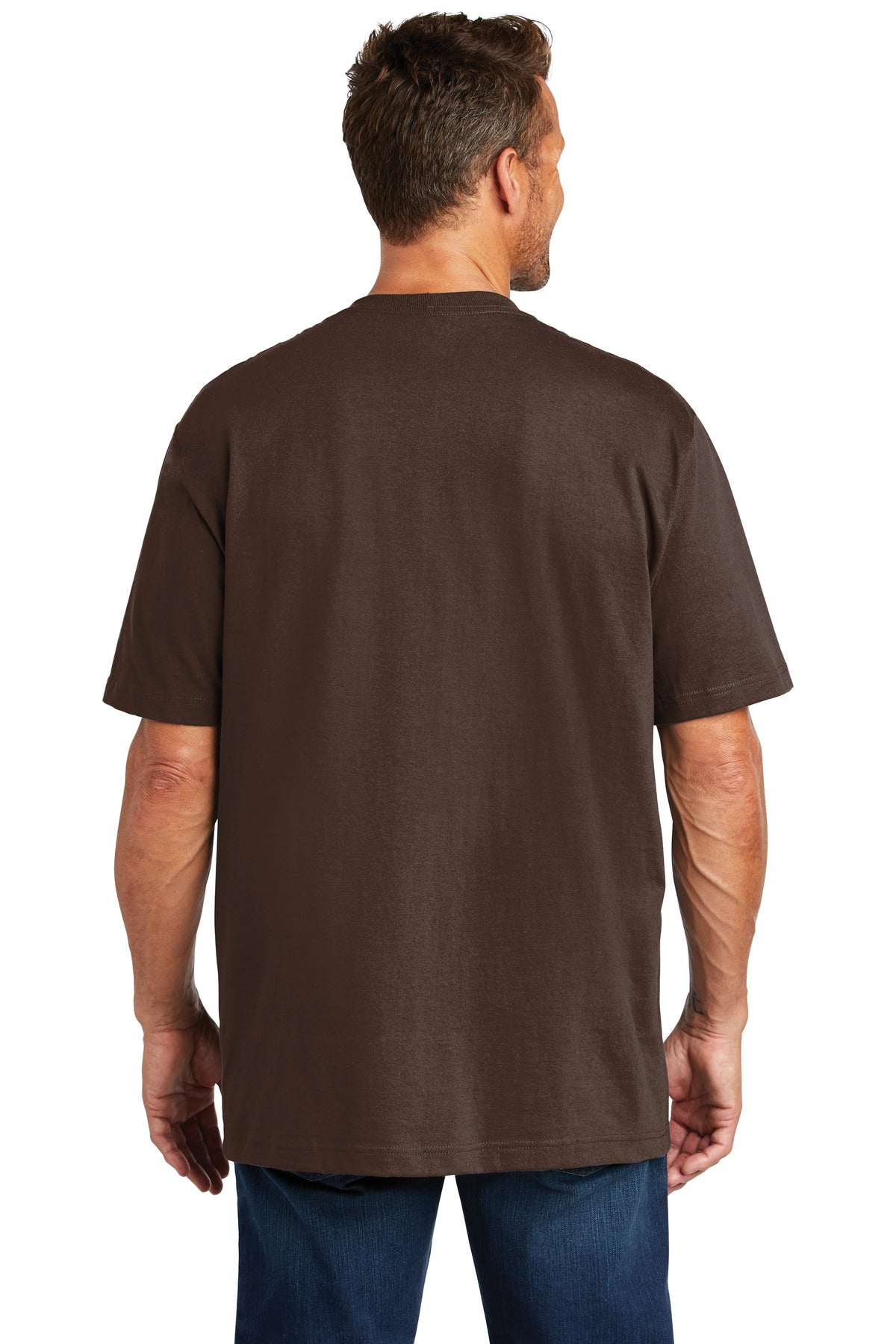 Dark Brown Carhartt Tall Workwear Pocket Short Sleeve T-Shirt. CTTK87