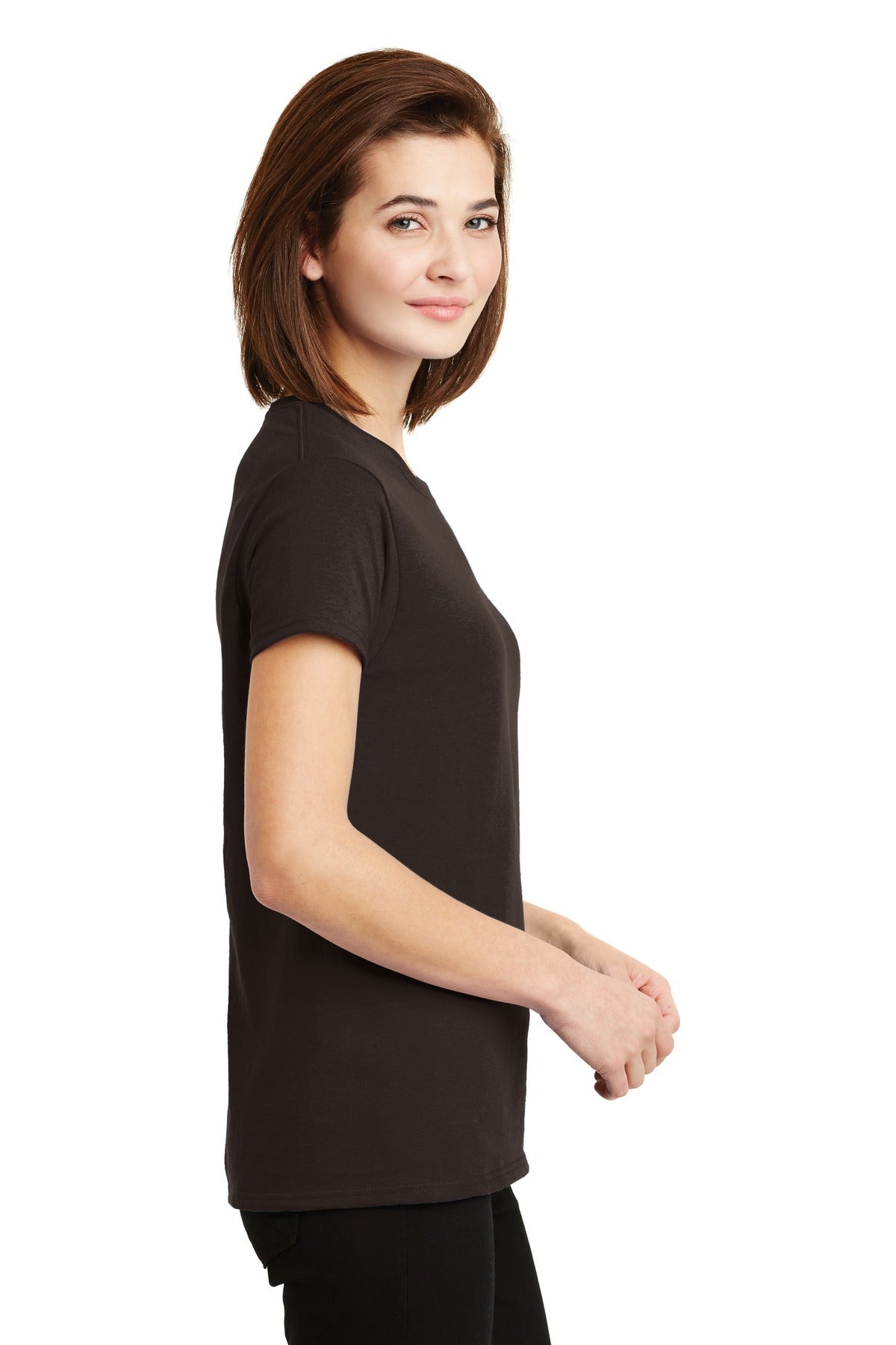 Dark Chocolate Gildan Women's Ultra Cotton 100% US Cotton T-Shirt. 2000L