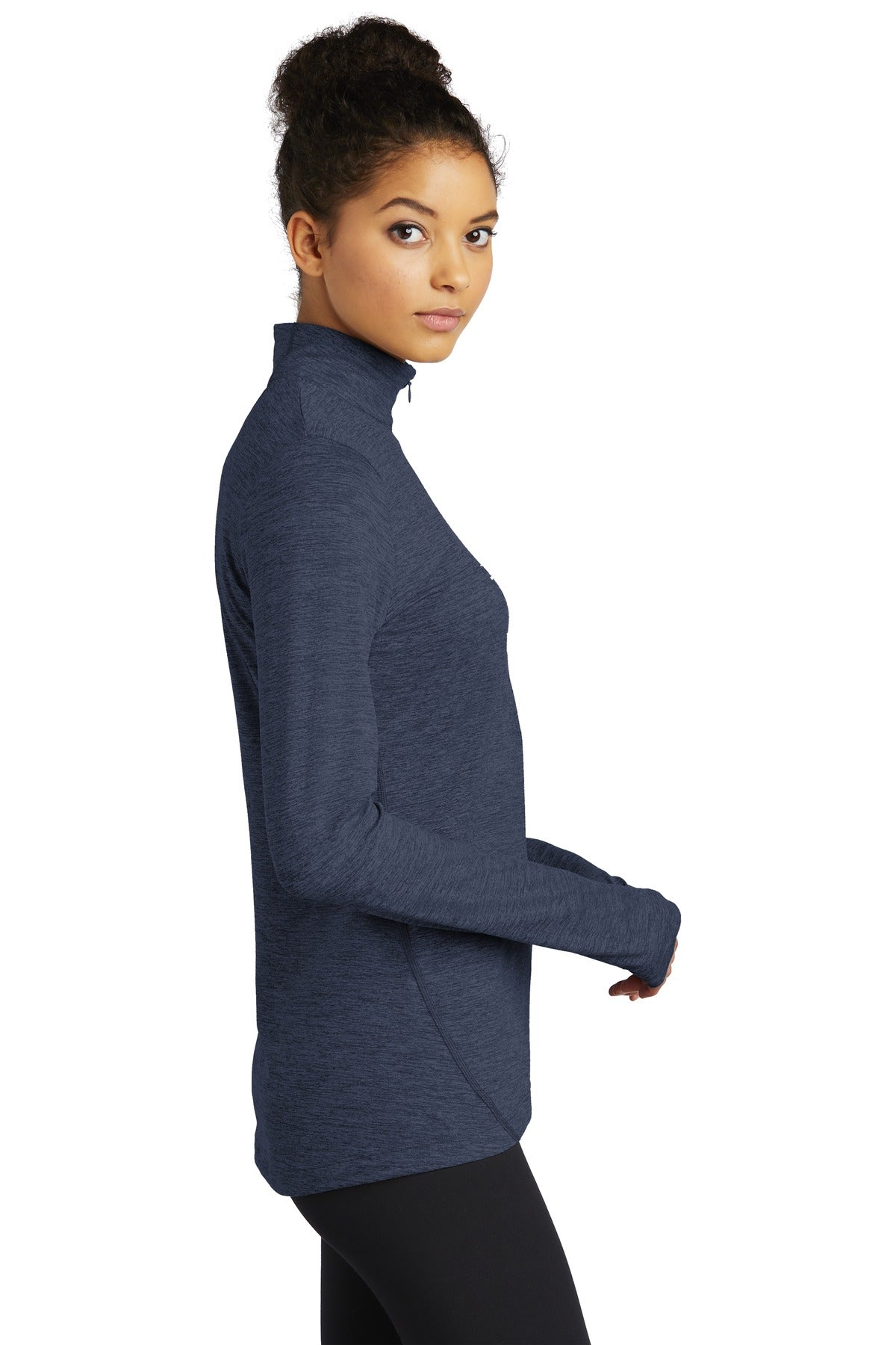 Dark Denim Hth Sport-Tek Women's Exchange 1.5 Long Sleeve 1/2-Zip LST711