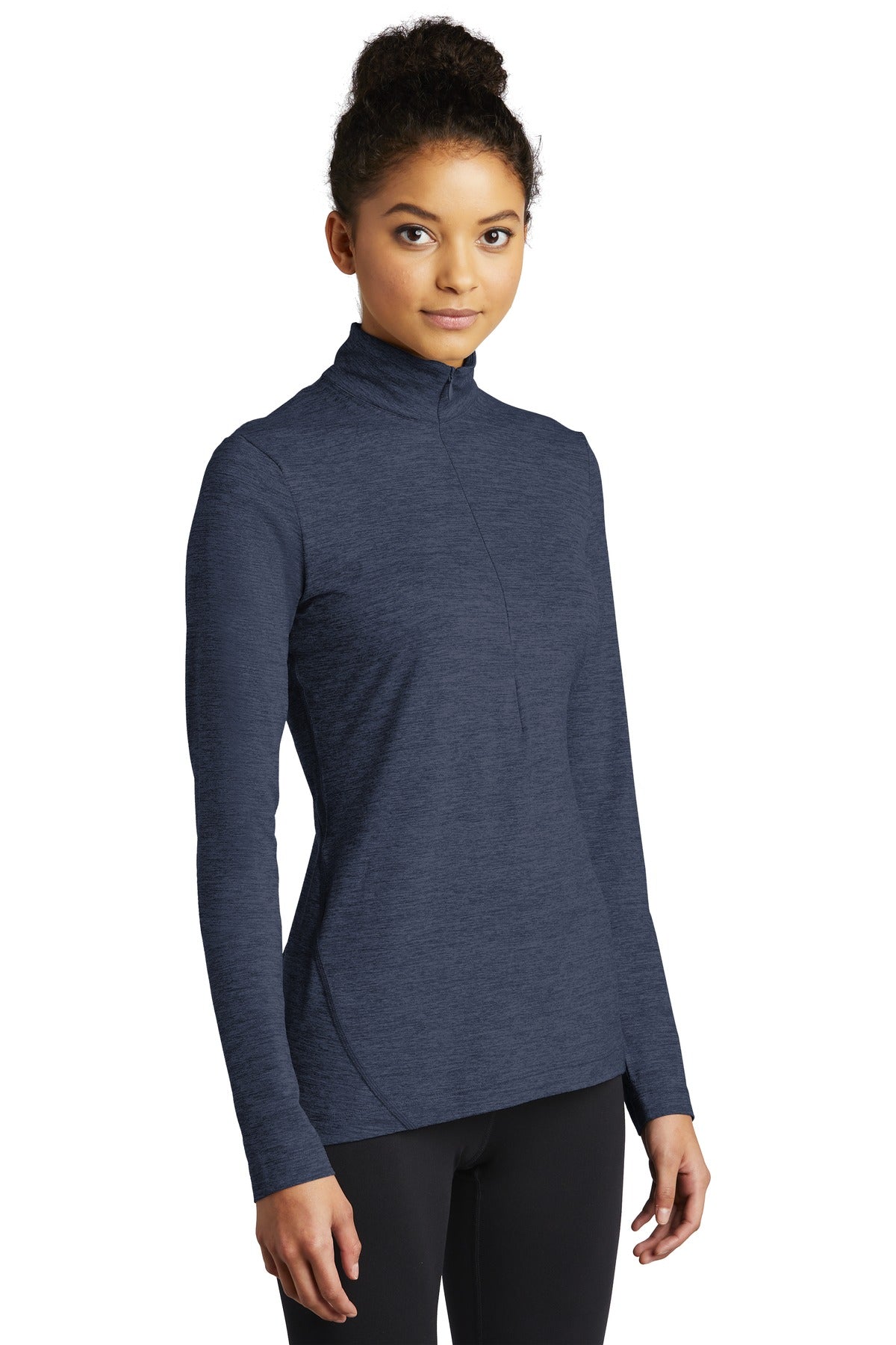 Dark Denim Hth Sport-Tek Women's Exchange 1.5 Long Sleeve 1/2-Zip LST711
