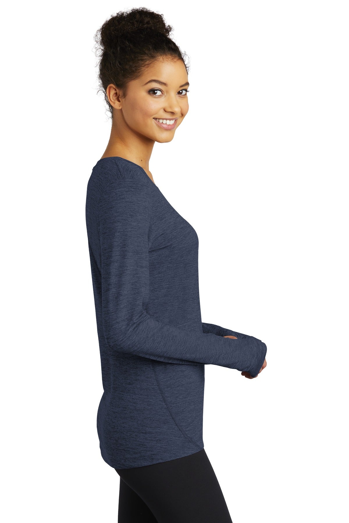 Dark Denim Hth Sport-Tek Women's Exchange 1.5 Long Sleeve Crew LST710