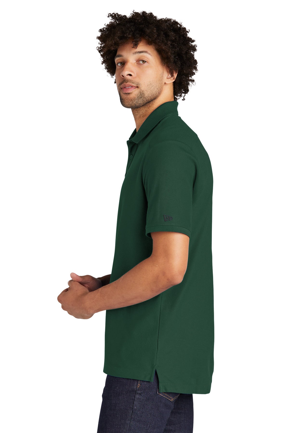 Dark Green New Era Venue Home Plate Polo. NEA300
