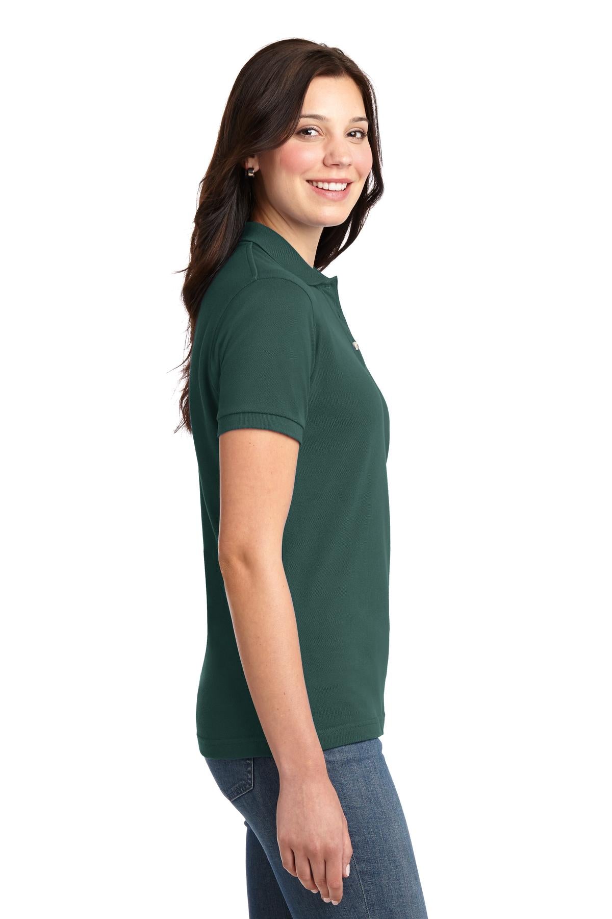 Dark Green Port Authority Women's Heavyweight Cotton Pique Polo. L420