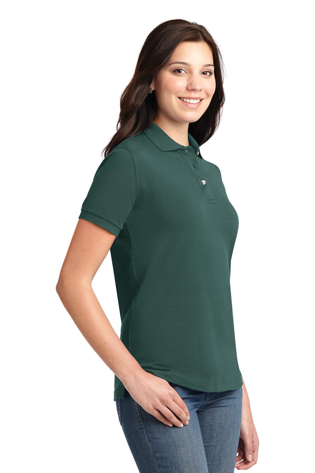 Dark Green Port Authority Women's Heavyweight Cotton Pique Polo. L420