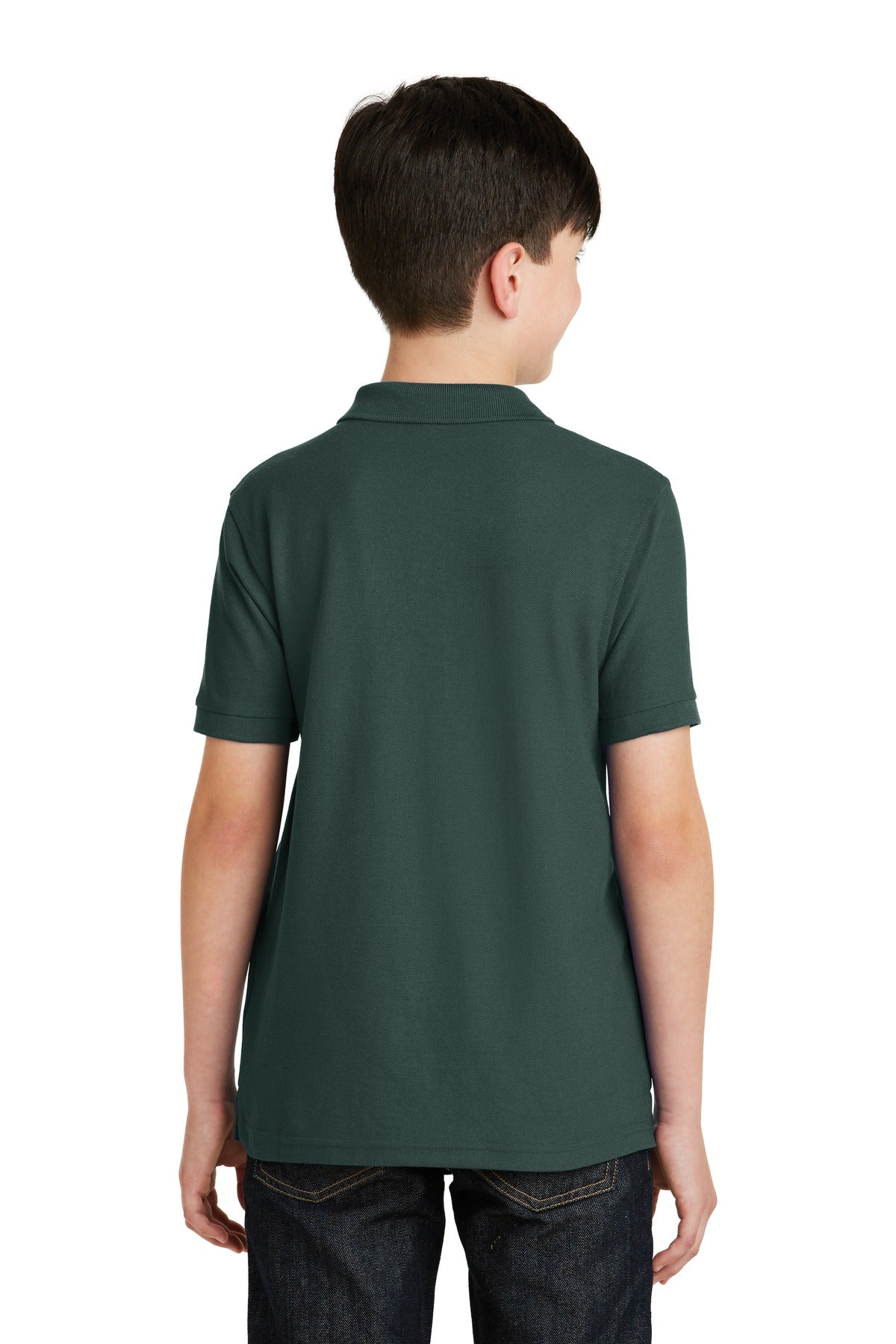Dark Green Port Authority Youth Silk Touch Polo. Y500
