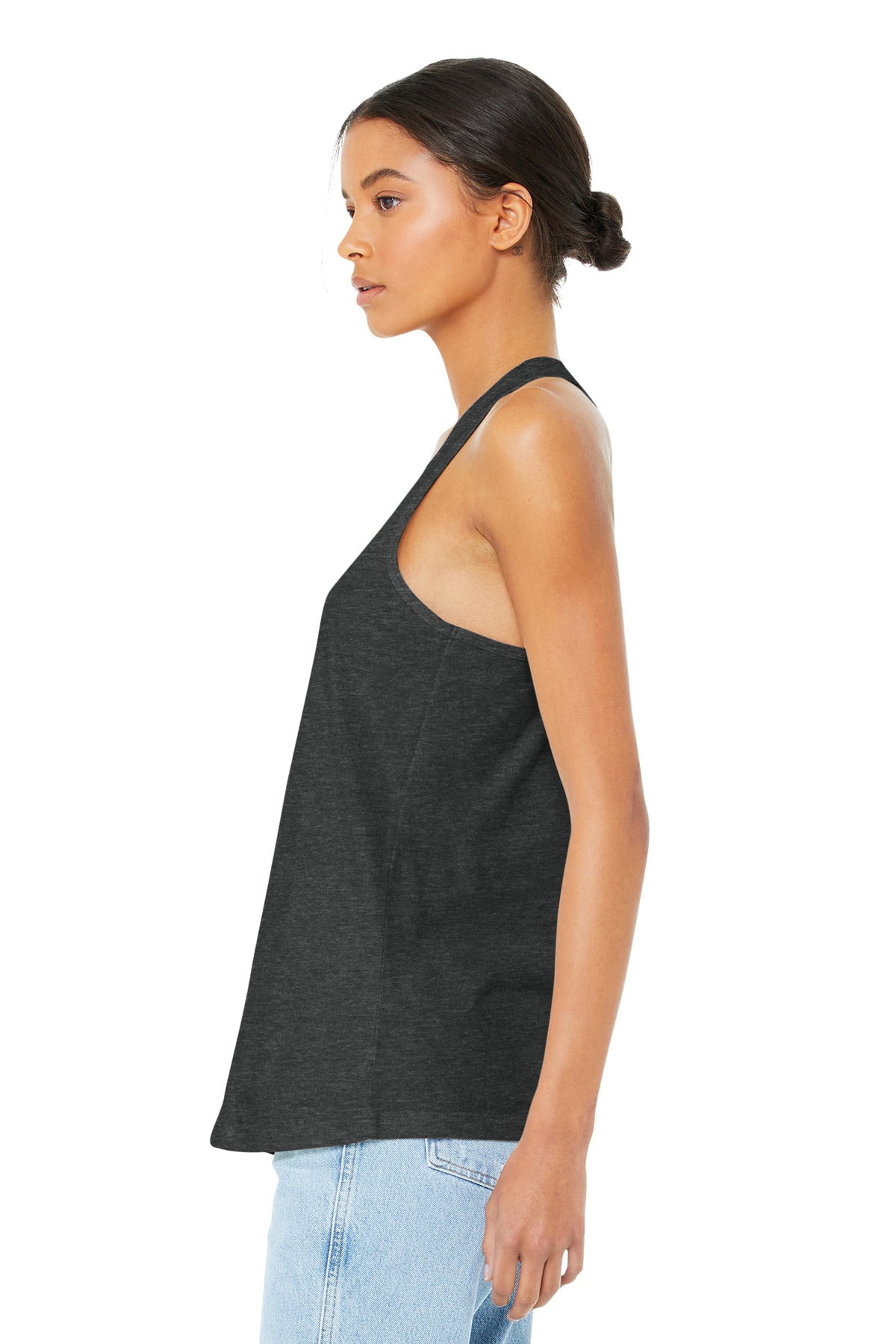 Dark Grey Ht BELLA+CANVAS Women's Jersey Racerback Tank. BC6008