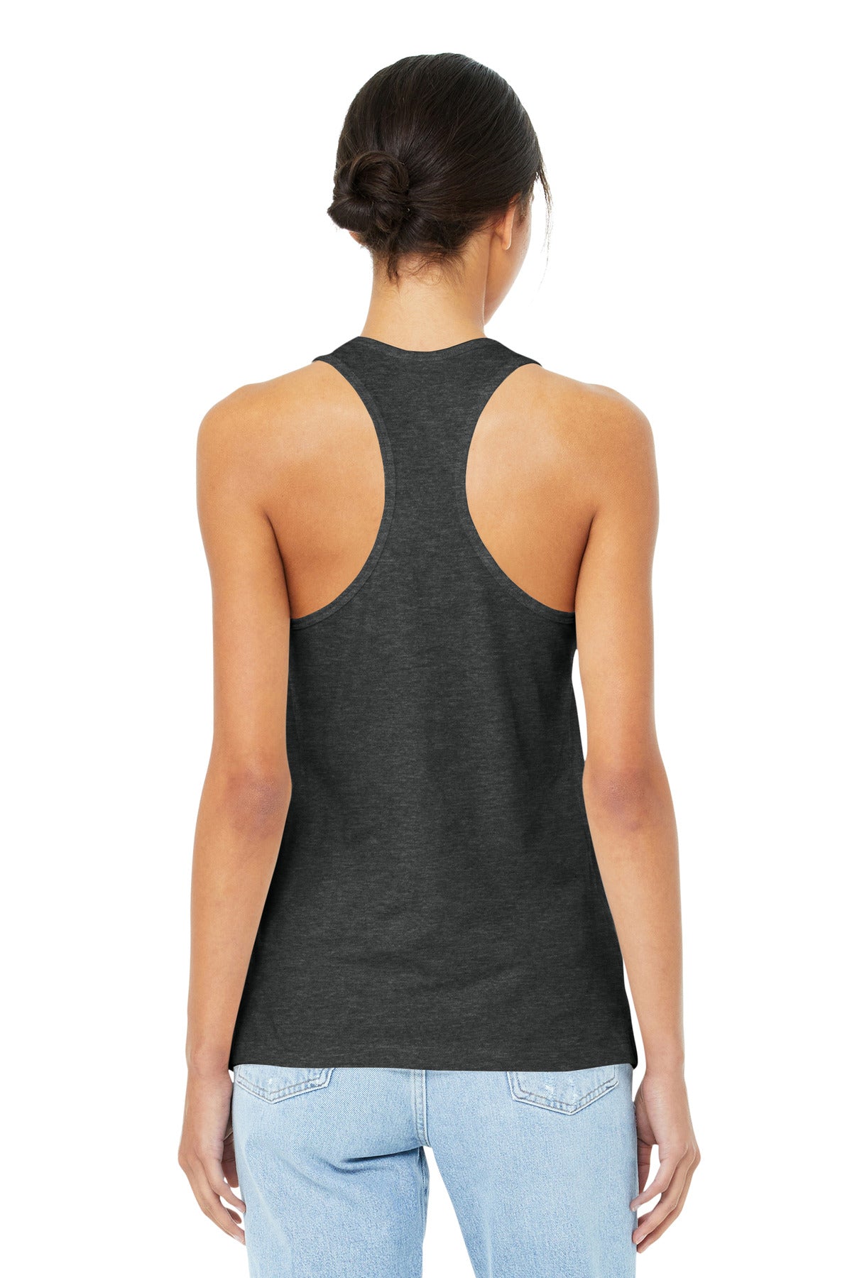 Dark Grey Ht BELLA+CANVAS Women's Jersey Racerback Tank. BC6008