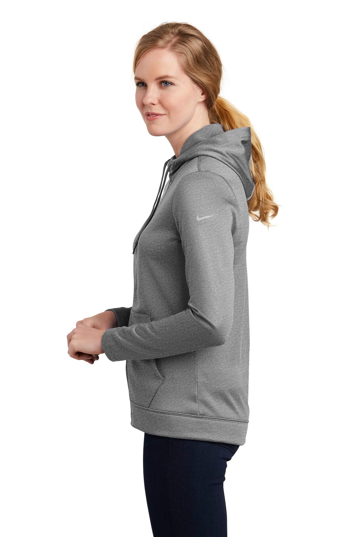Dark Grey Hthr Nike Women's Therma-FIT Full-Zip Fleece Hoodie. NKAH6264