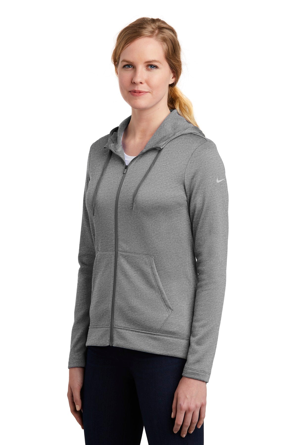 Dark Grey Hthr Nike Women's Therma-FIT Full-Zip Fleece Hoodie. NKAH6264