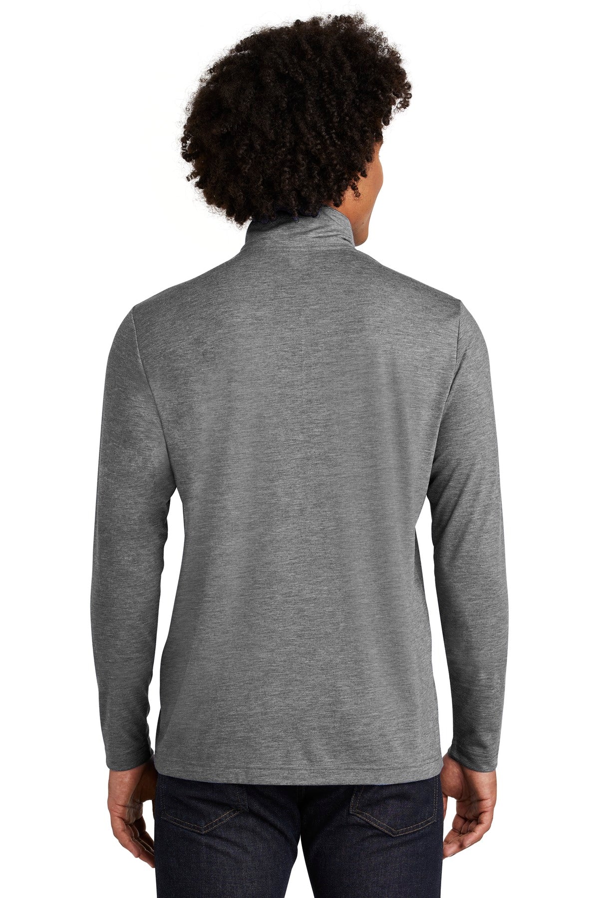 Dark Grey Hthr Sport-Tek PosiCharge Tri-Blend Wicking 1/4-Zip Pullover. ST407