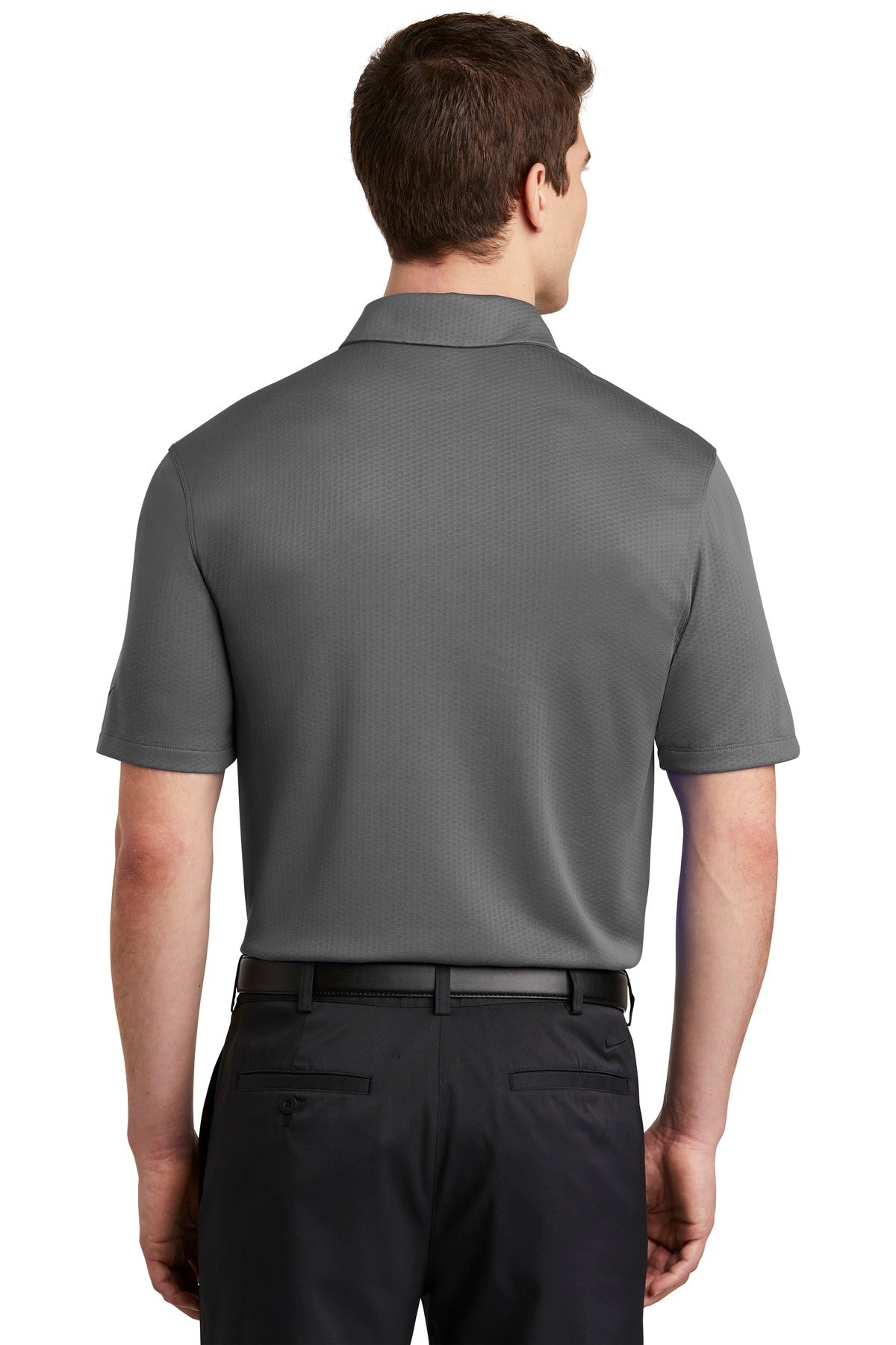 Dark Grey Nike Dri-FIT Hex Textured Polo. NKAH6266